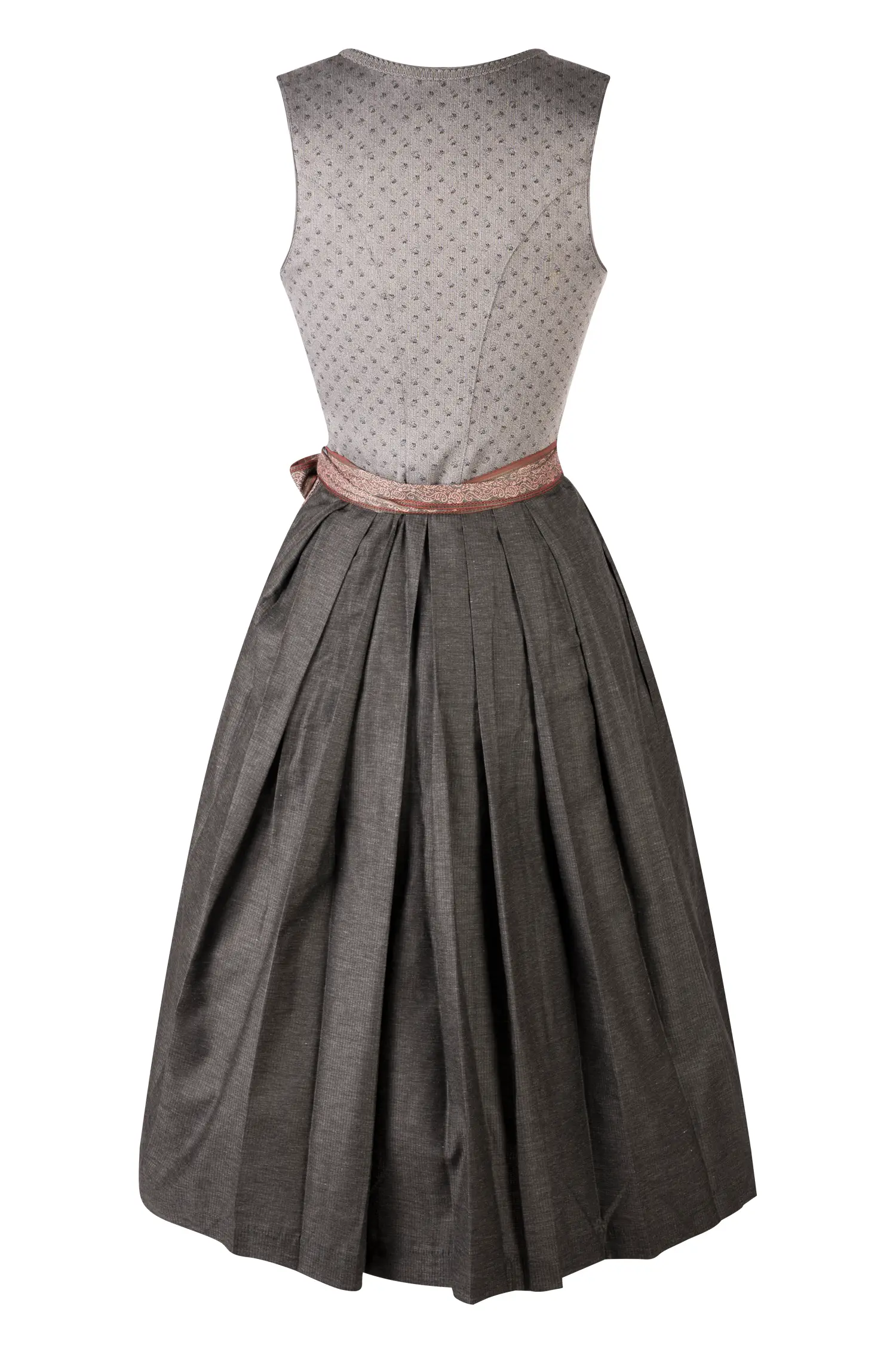 3098-0375-gr5-23-09-2802956 Extravagantes Stretchdirndl in grau / altrosa - Rückansicht