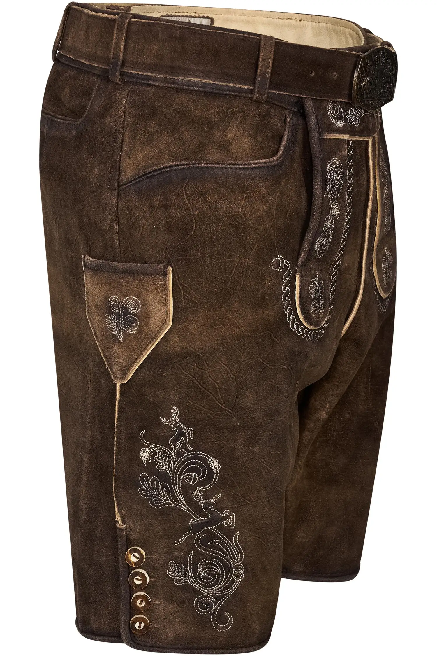 Gweih & Silk Lederhose Michael in Dunkelbraun