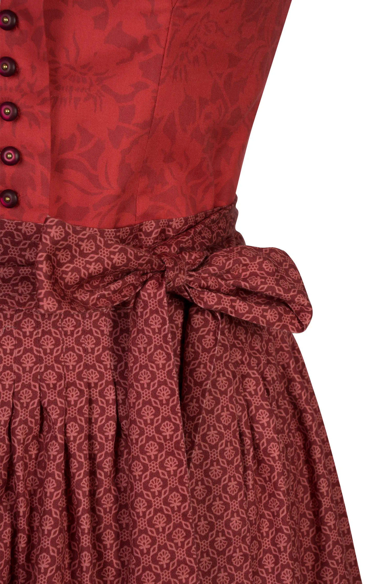 Sportalm Dirndl in leuchtendem Rot - Detail Mieder
