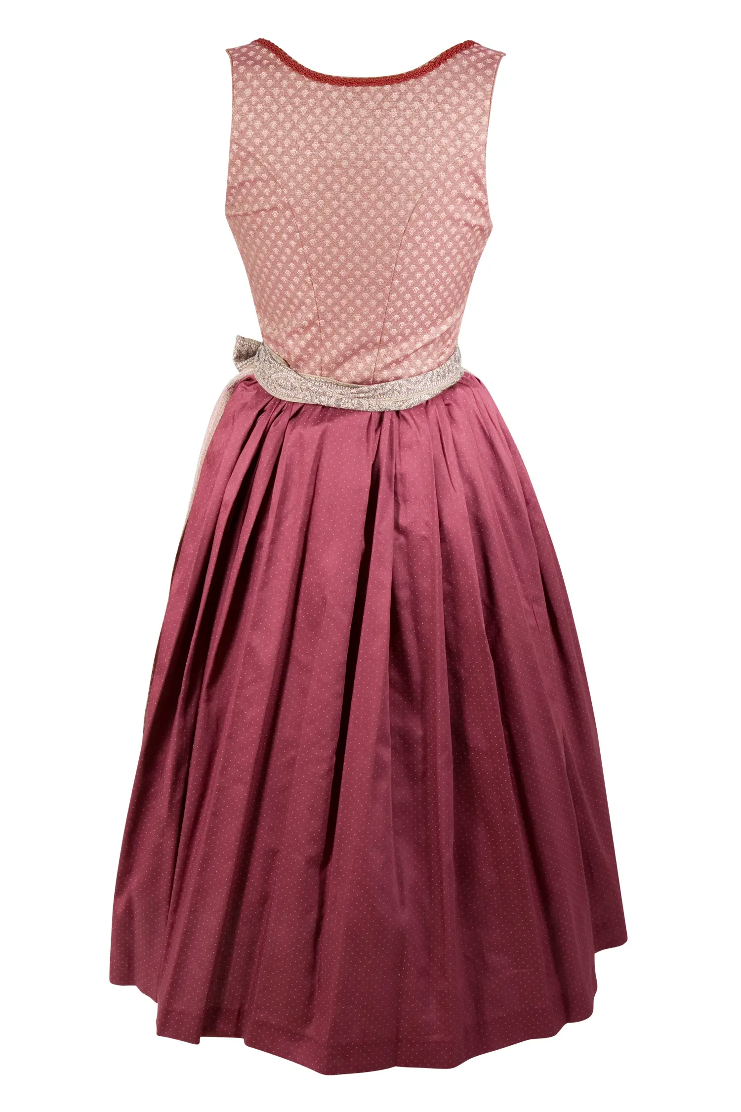 Dirndl Rosamunda in beere/altrosa mit Reißverschluss - Detail Rücken