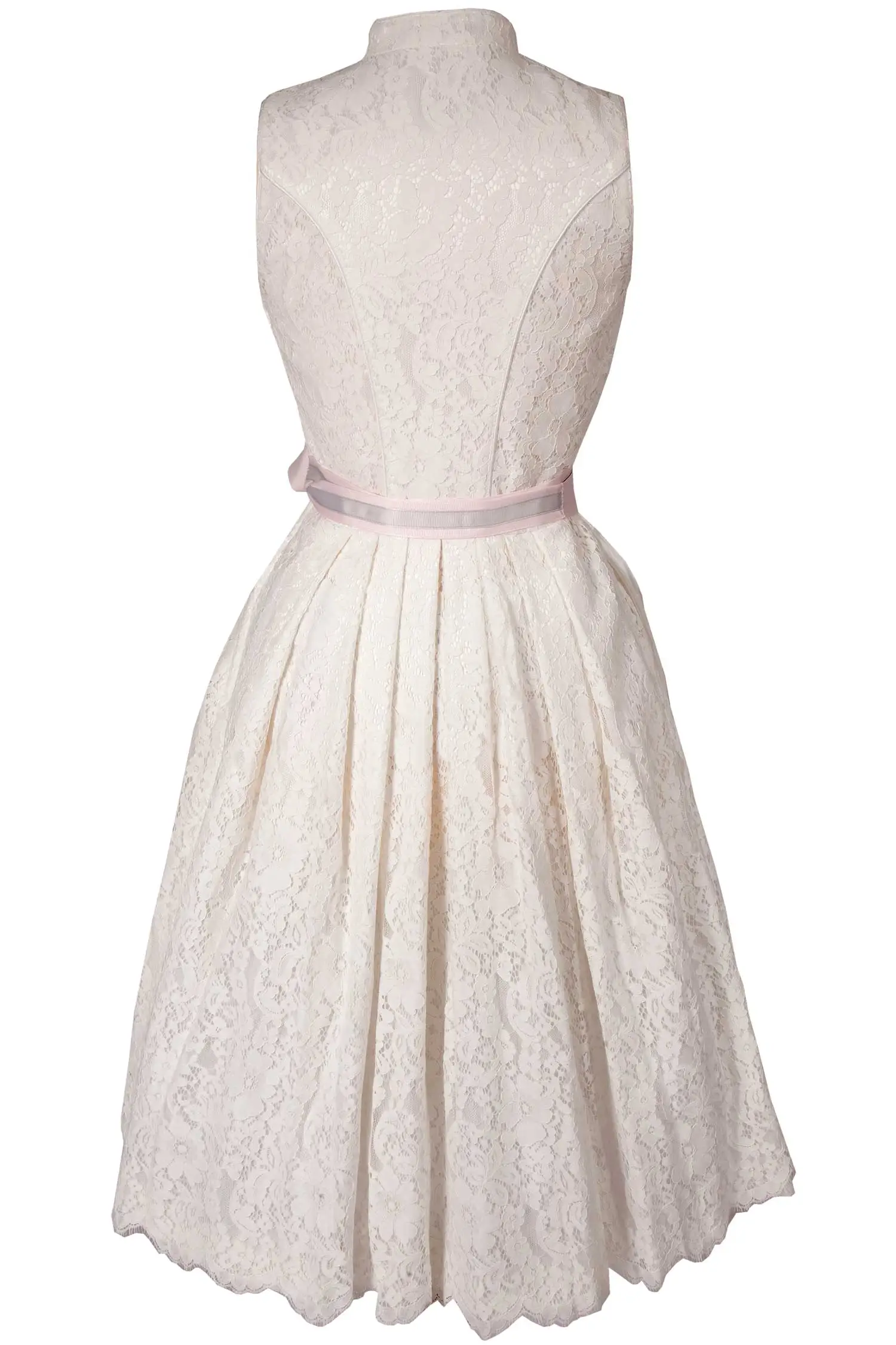 Brautdirndl aus Spitze in ivory hochgeschlossen hinten
