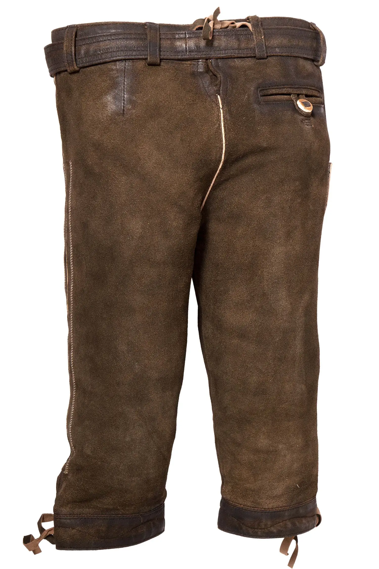 Kinder Lederhose Ludwig Kniebund braun mit Gürtel hinten