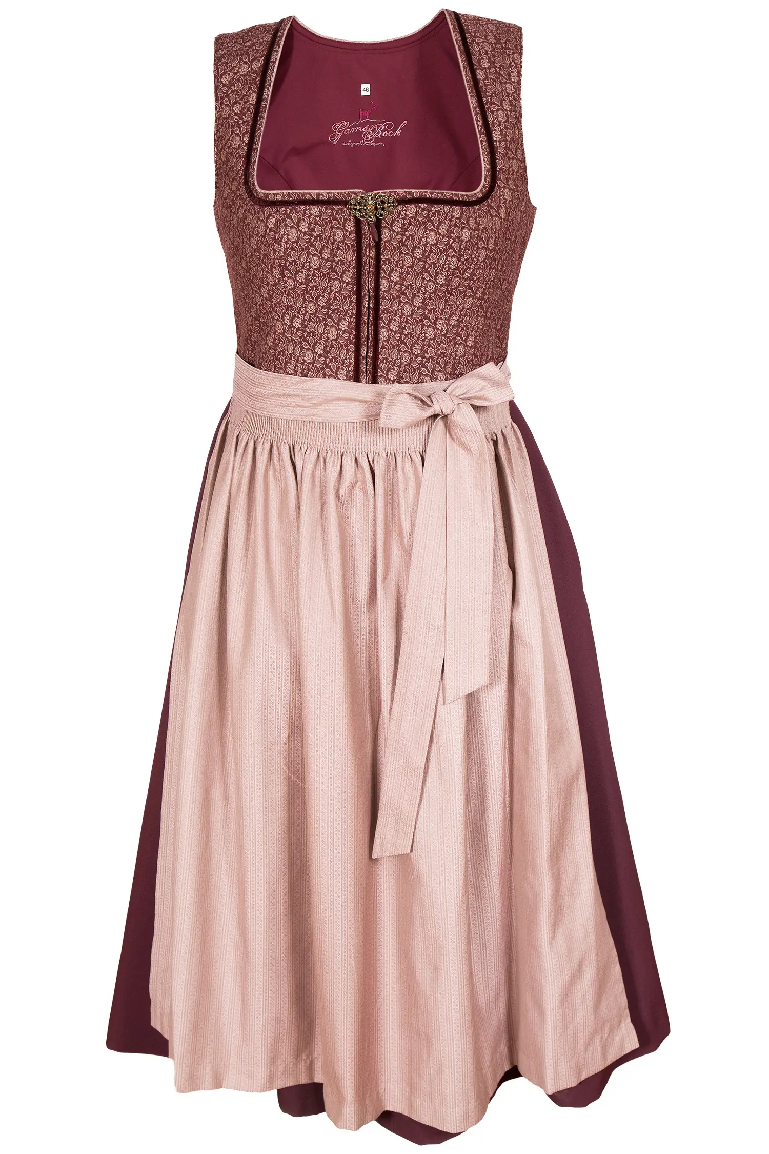 Langes Dirndl in bordeaux und altrosa auch in XXL XXL