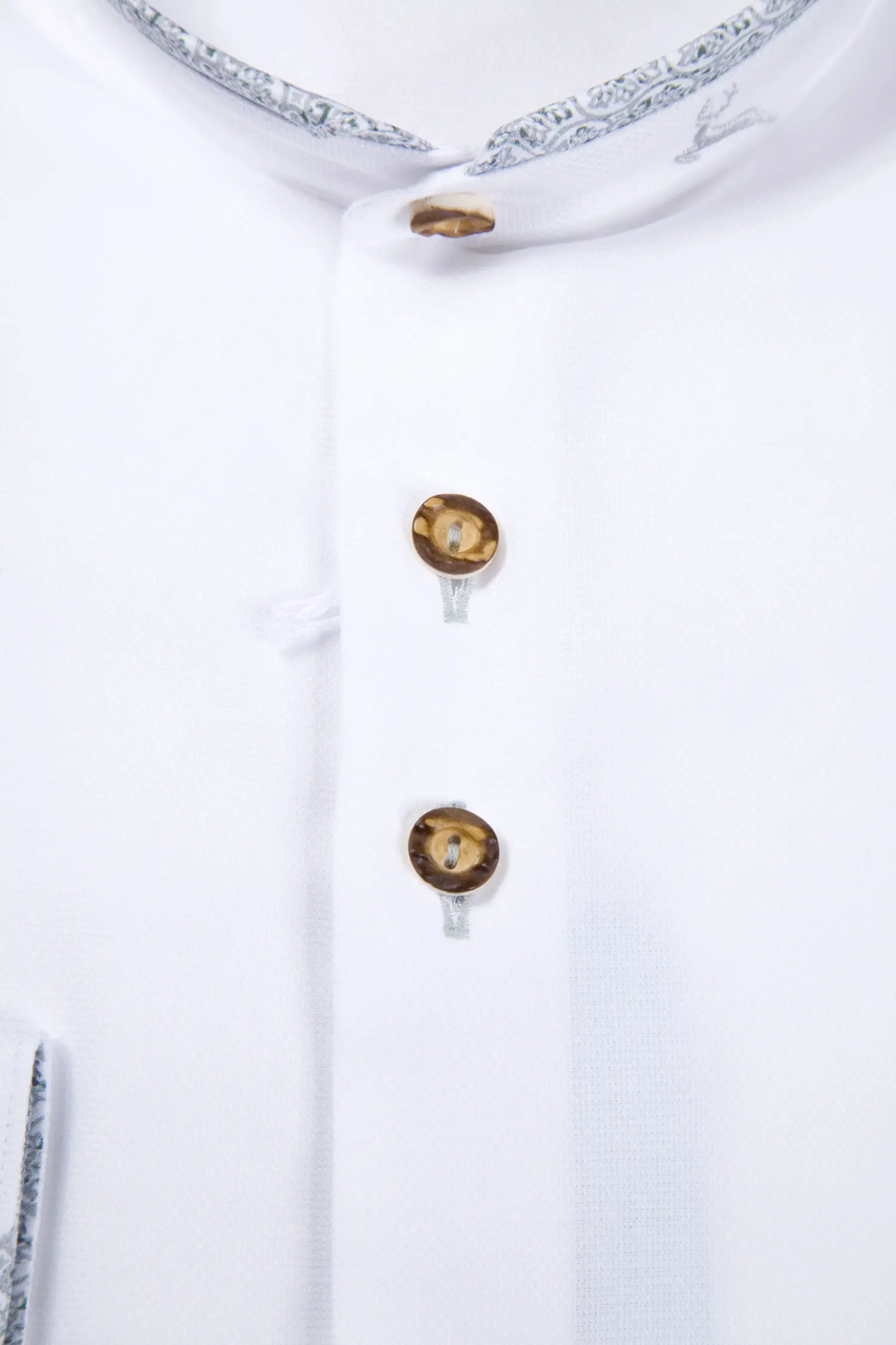 Oxford Trachtenhemd weiß / grün / grau - Detail Knöpfe