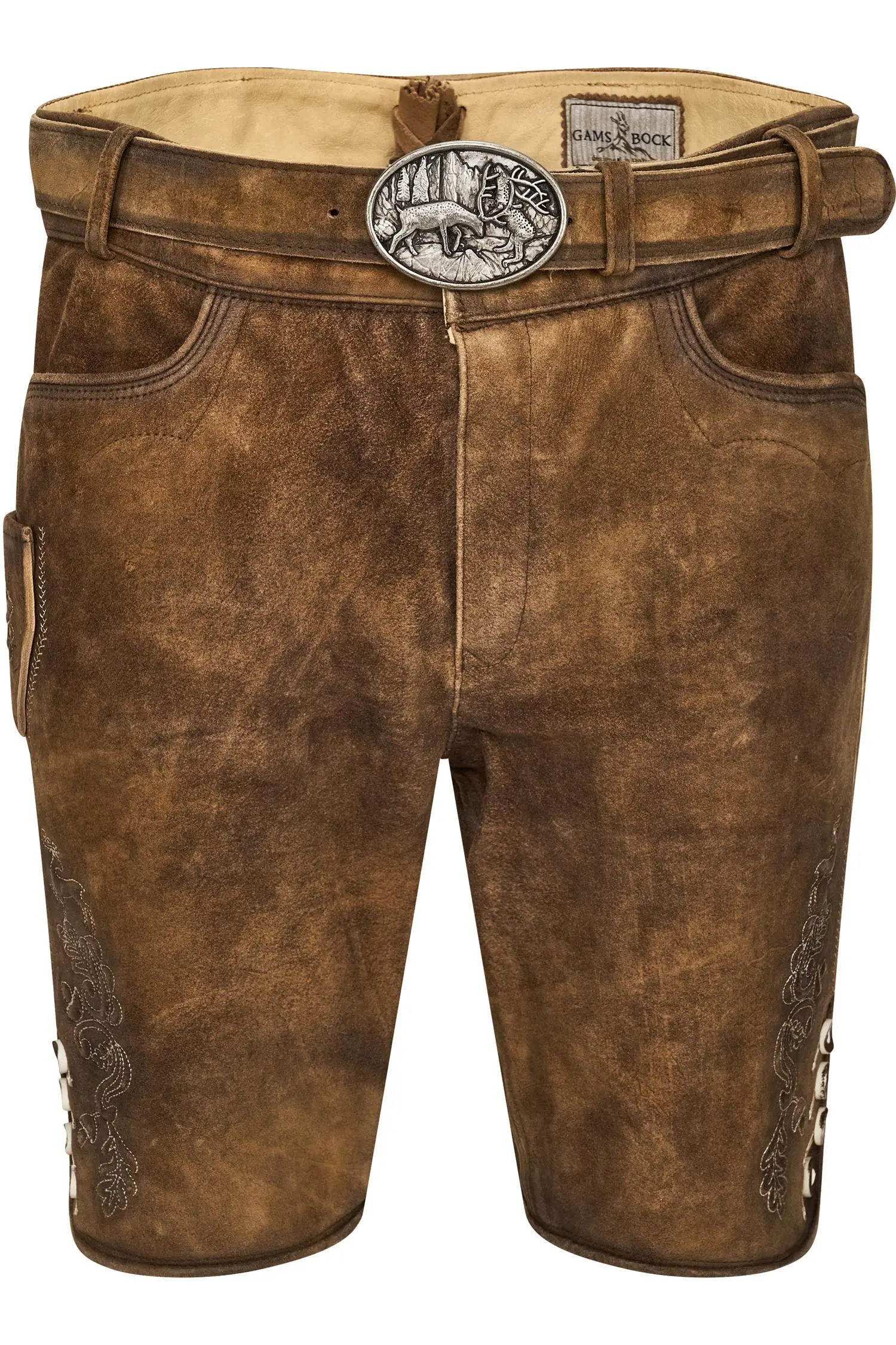 Lederhose Kiefer von Gamsbock in Braun