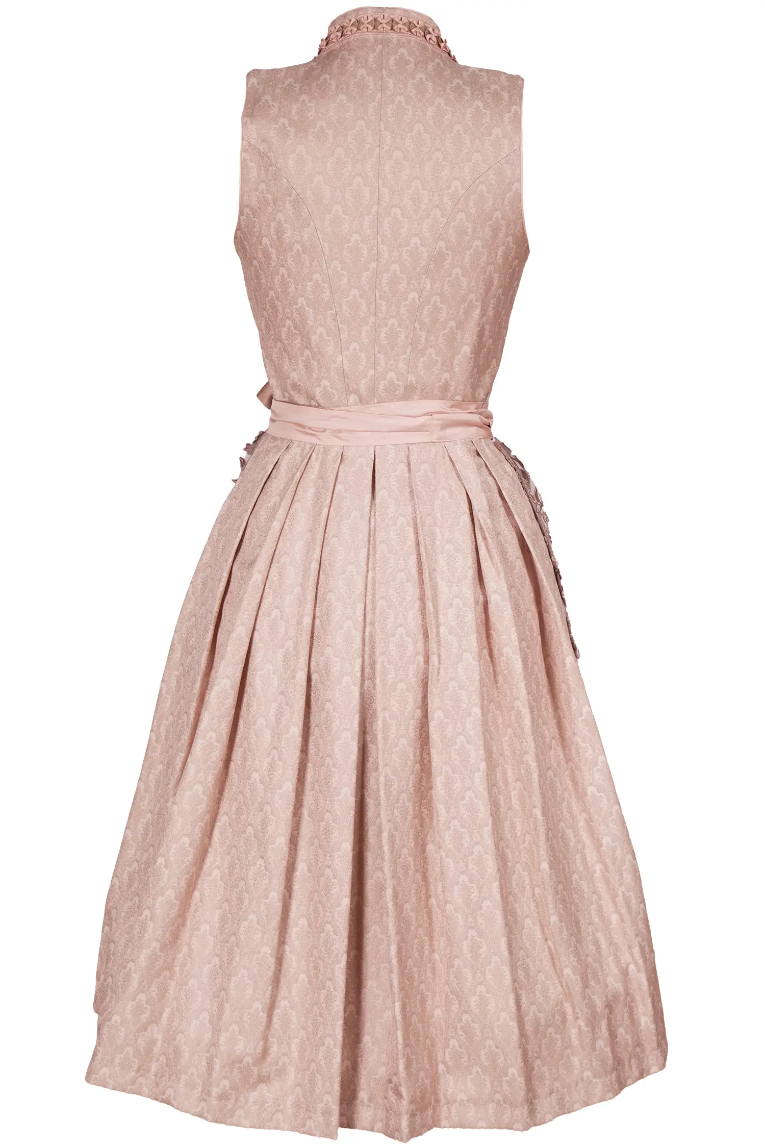 Wenger Midi Dirndl Linda in rosenholz mit Spitzenschürze Hinten