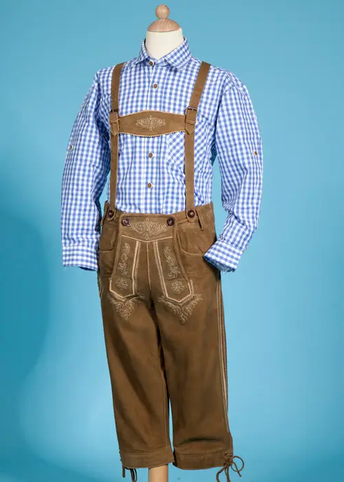 Kinder Trachtenhemd blau kariert Kinderhemd zur Tracht komplett
