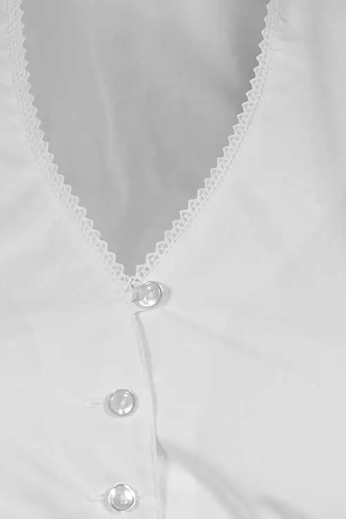 Dirndlbluse weiß klassisch mit Stehkragen XXL Detail