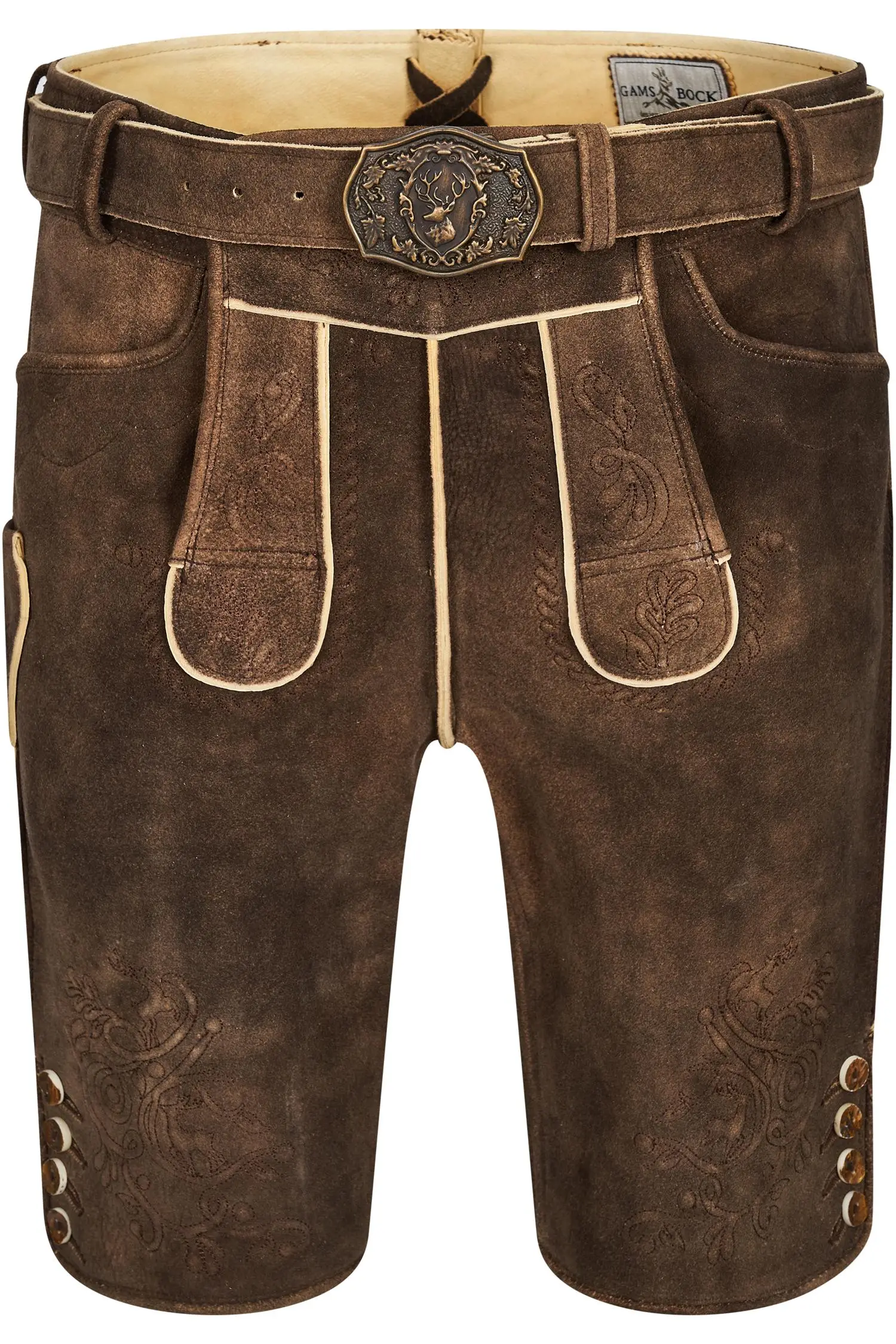 Gamsbock Lederhose Hannes in Braun