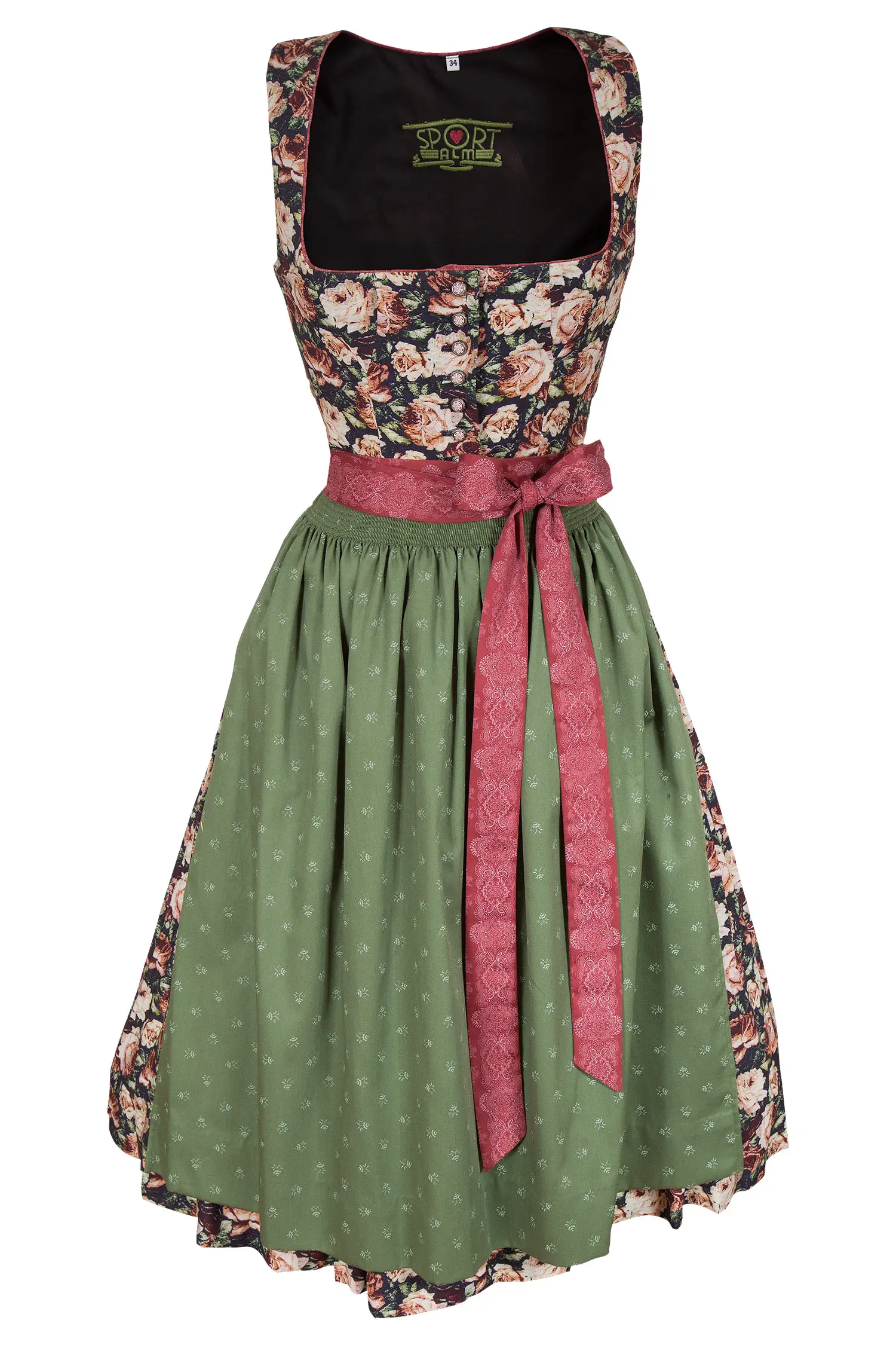 Sportalm Dirndl in schwarz mit nostalgischen Rosen