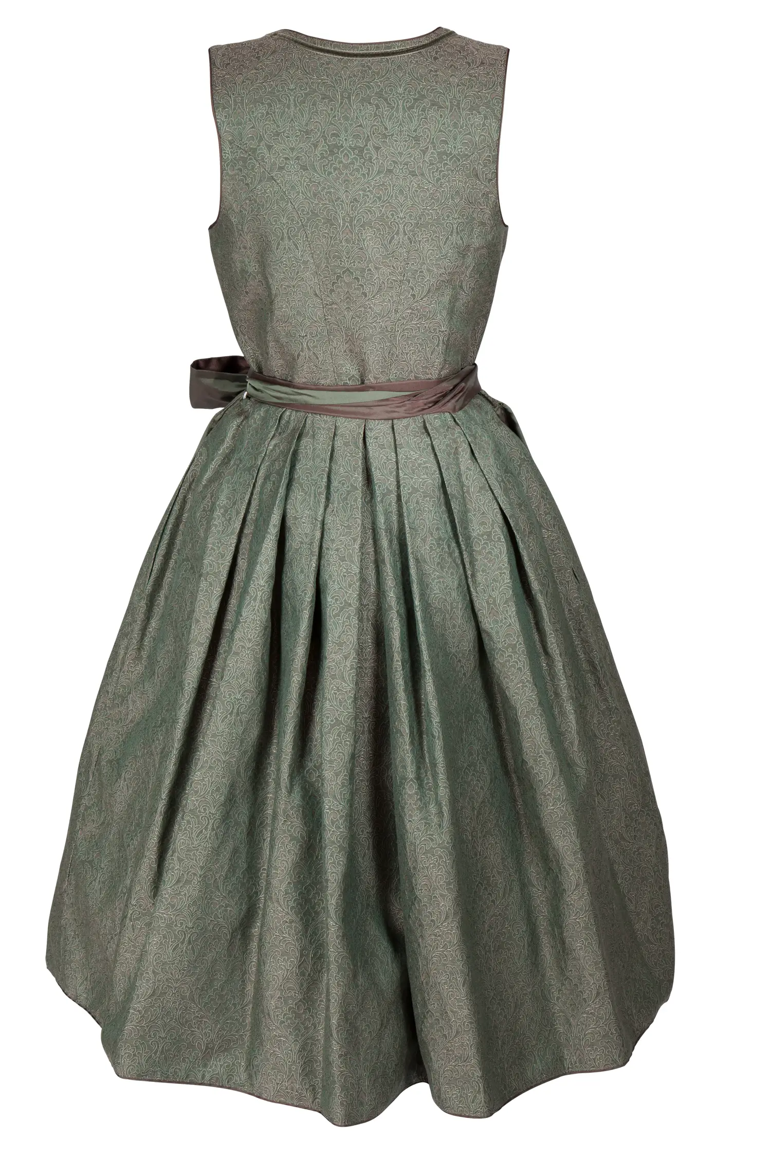 Extravagantes Schimmer-Dirndl in oliv - Rückansicht