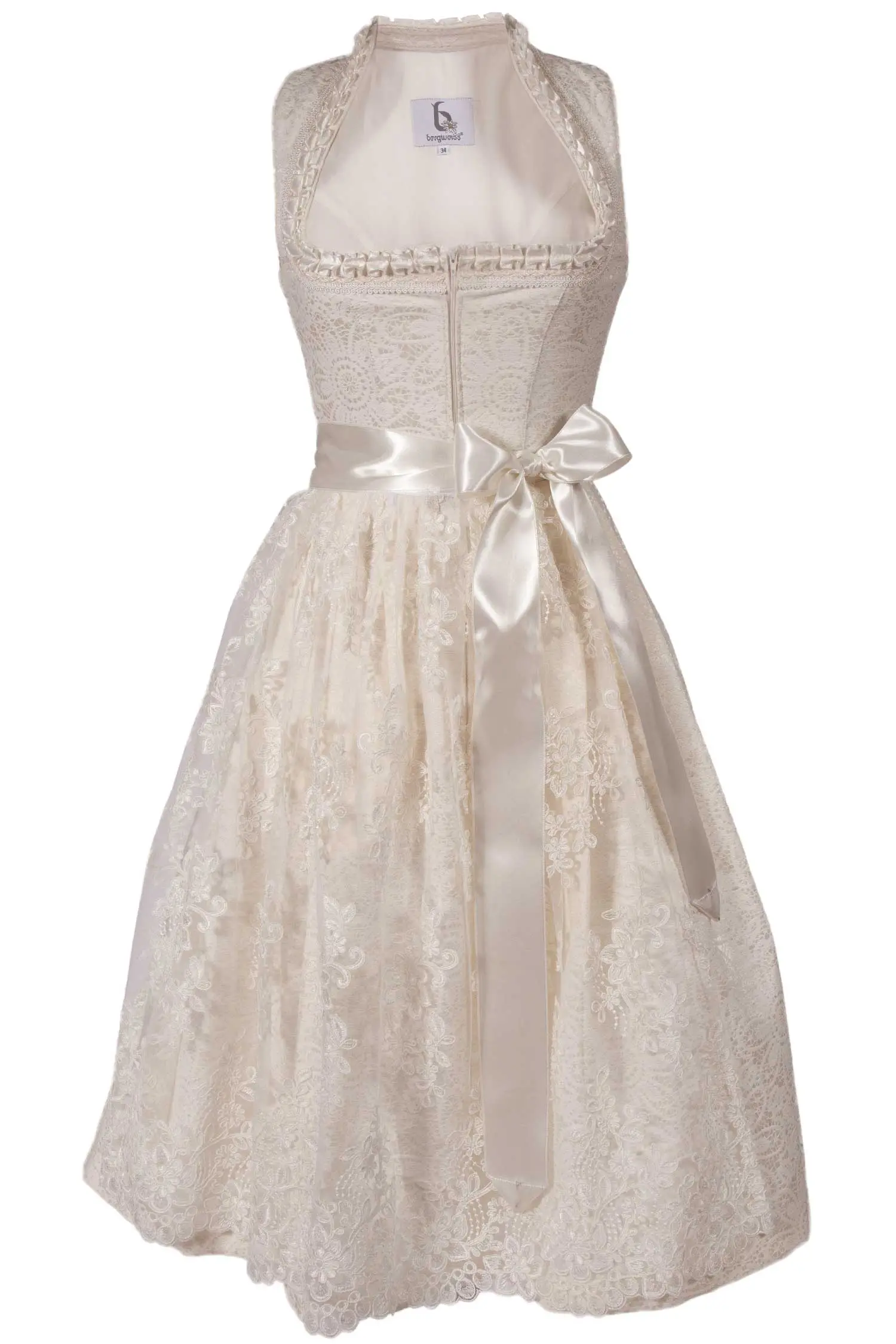 Brautdirndl in ivory creme mit Schneewittchenkragen