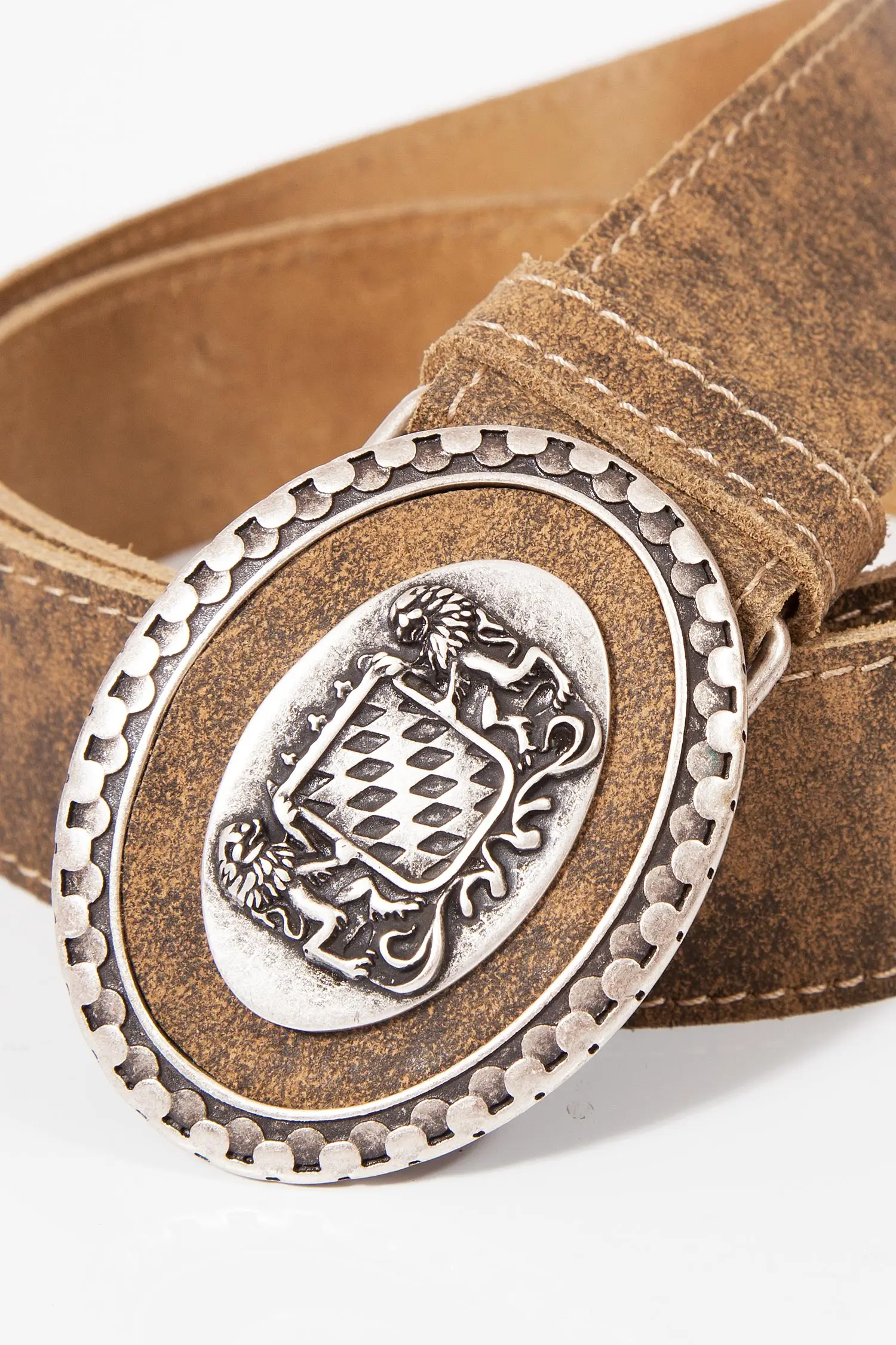 Trachtengürtel für Herren aus Leder in braun Schließe