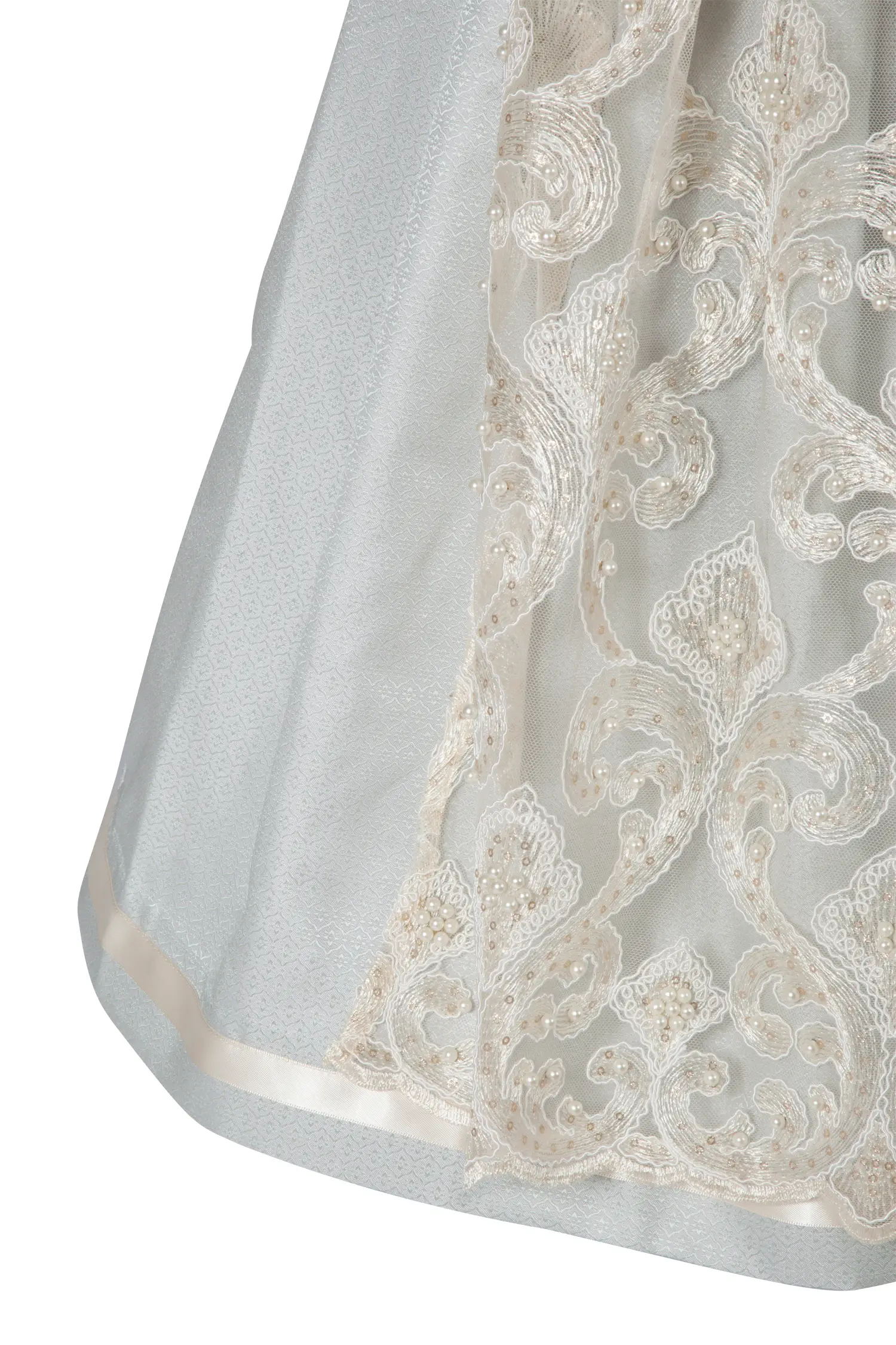 Dirndl Dalina in mint / champagner mit Glitzerschürze - Detail Rock