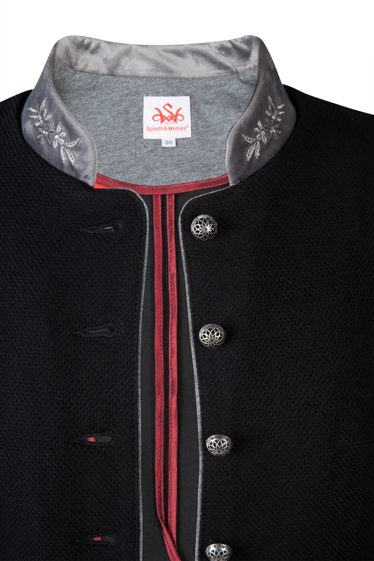 Damen Trachtenjanker Bambus in schwarz - Detail