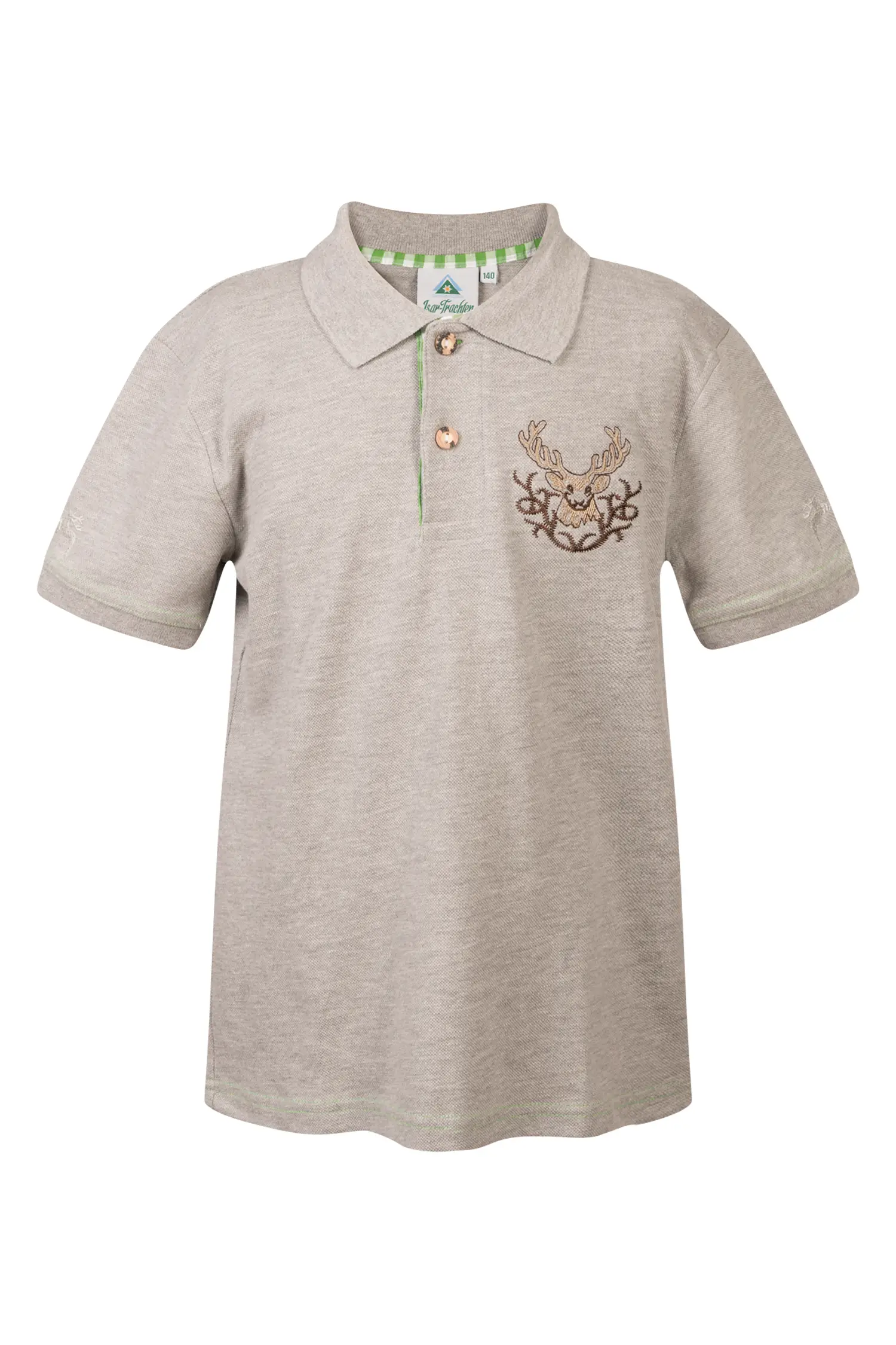 Kinder Trachtenshirt von Isar-Trachten in Hellgrau Kinder Trachten Poloshirt Hellgrau