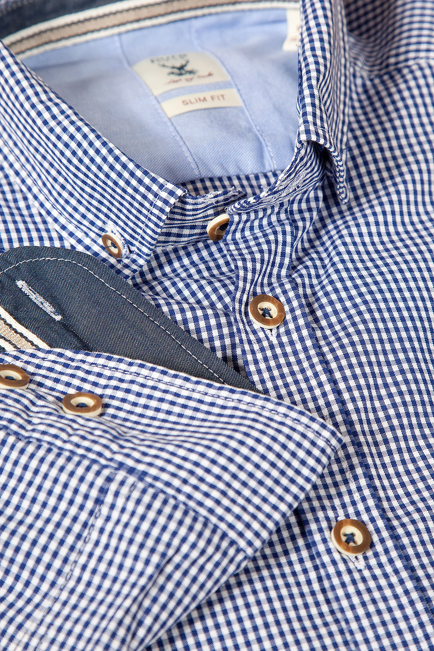 Trachtenhemd kleine Karos in Vichy-Karomuster - Detail