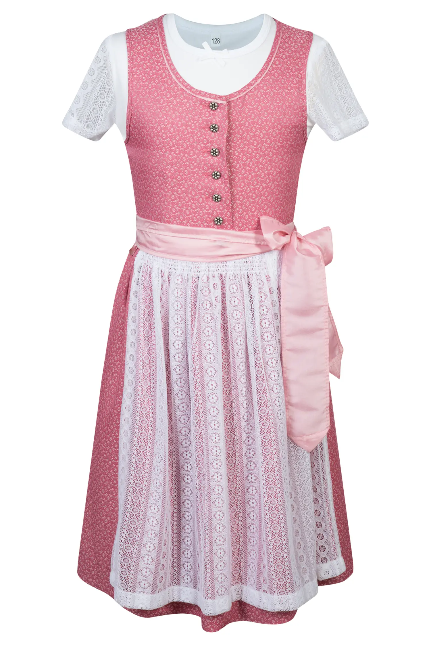 4753-1469-ro8-24-02-0504169 Kinderdirndl Anna in rosa mit Shirt und Spitzenschürze