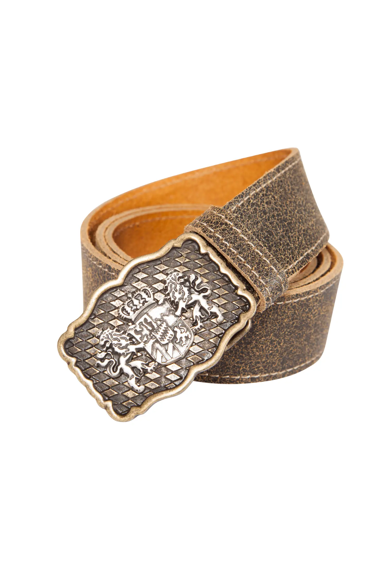 Trachtengürtel Wappenschließe von Wirkes in Braun Trachtengürtel dunkelbraun mit Wappenschließe