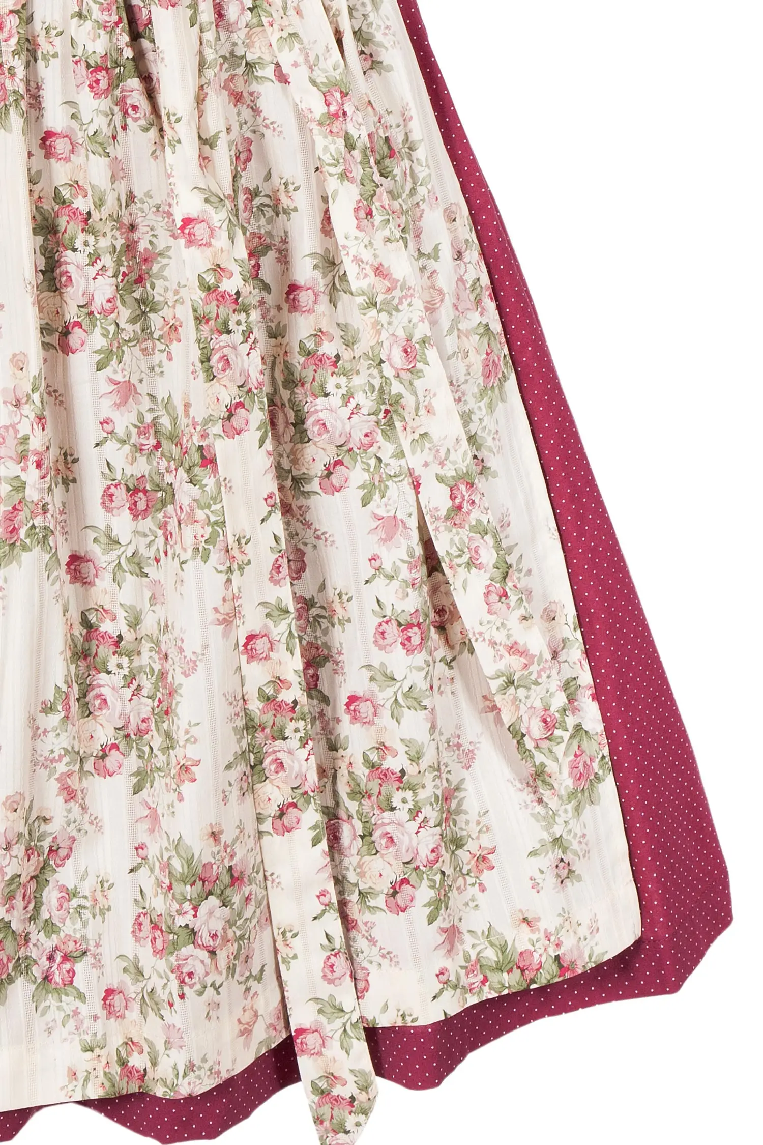 Mini Dirndl Gerlinda in weinrot aus Baumwolle Detail
