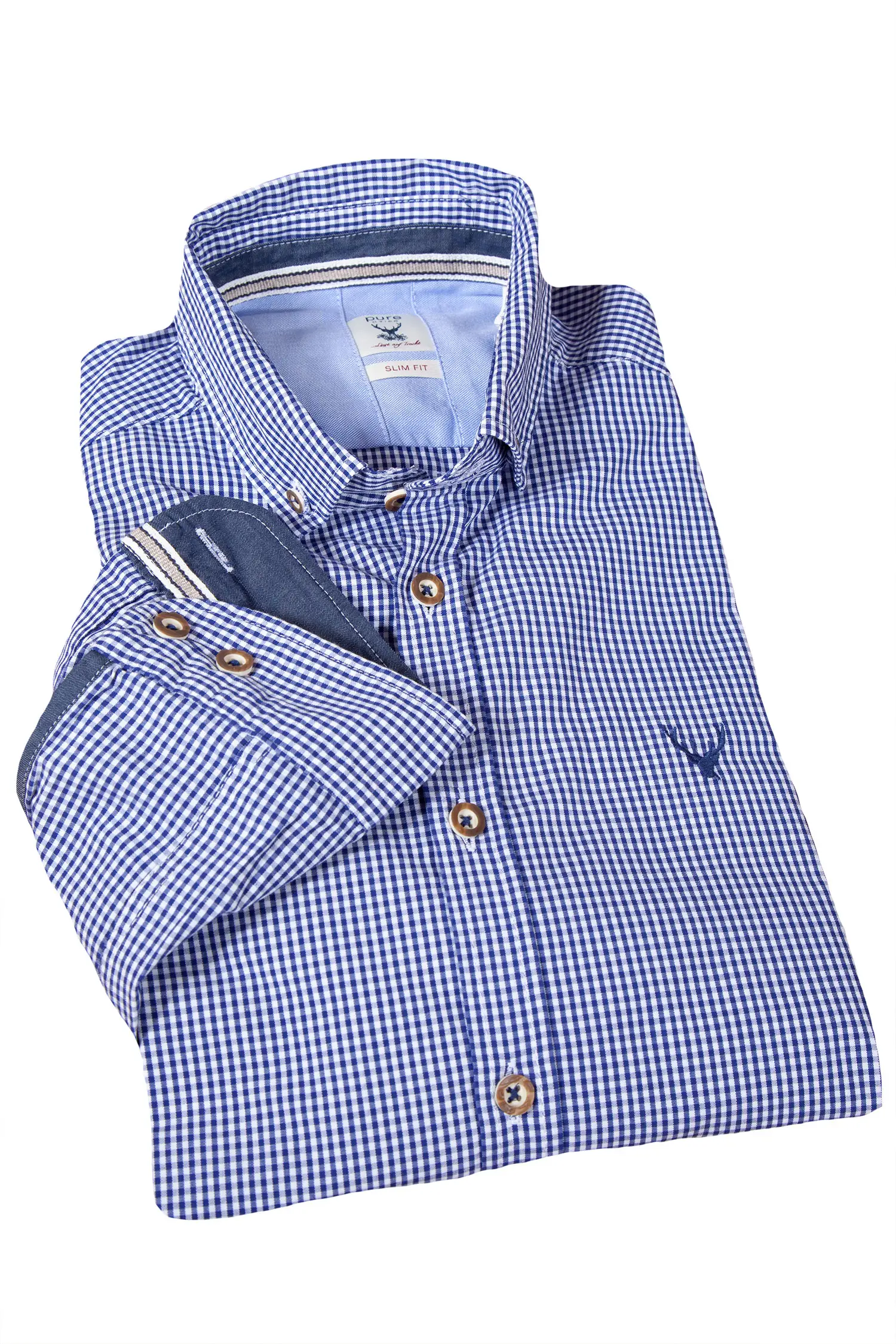 Trachtenhemd kleine Karos in Vichy-Karomuster