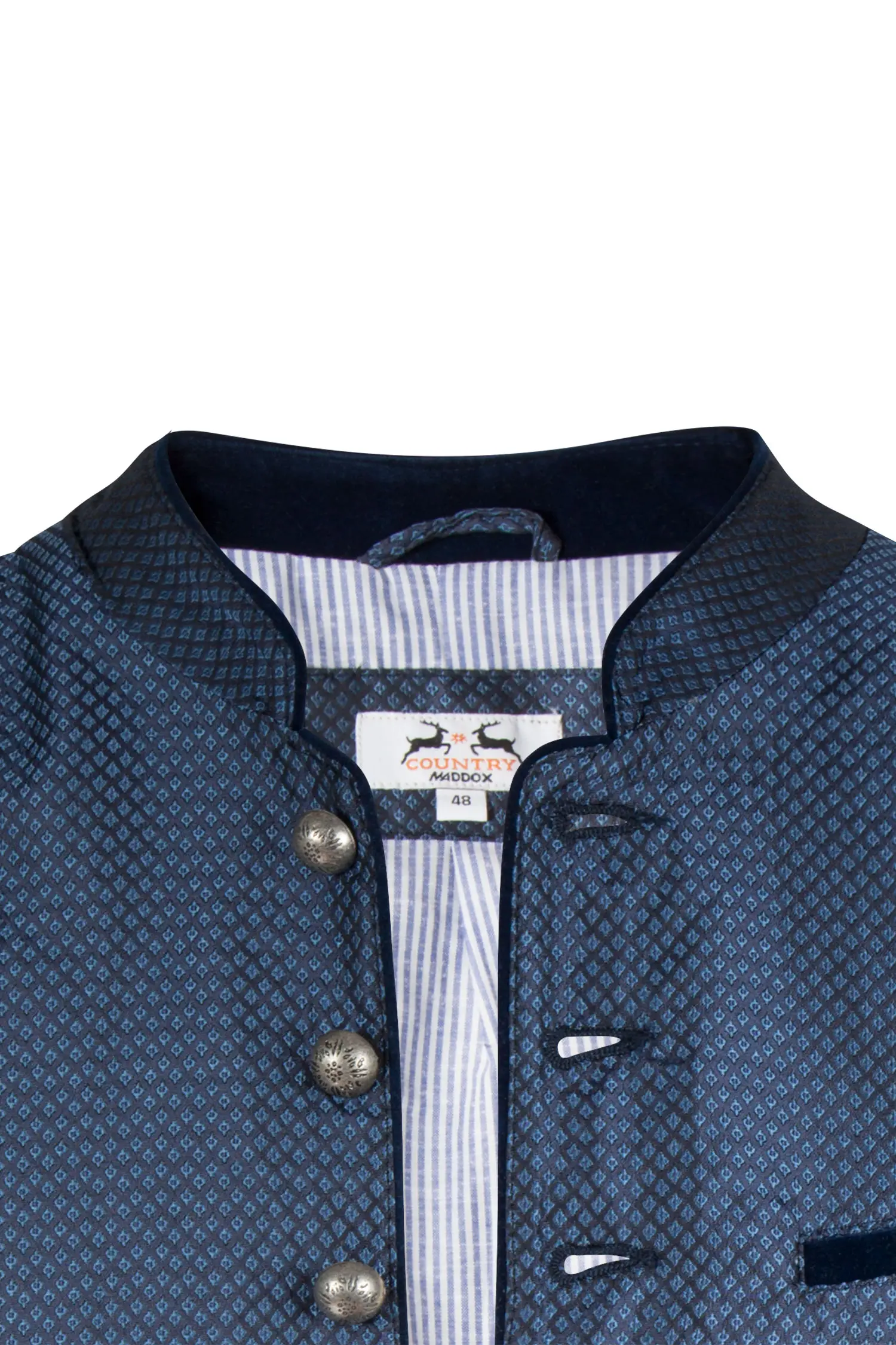 Trachtenweste in blau mit Samtkragen - Detail Knöpfe