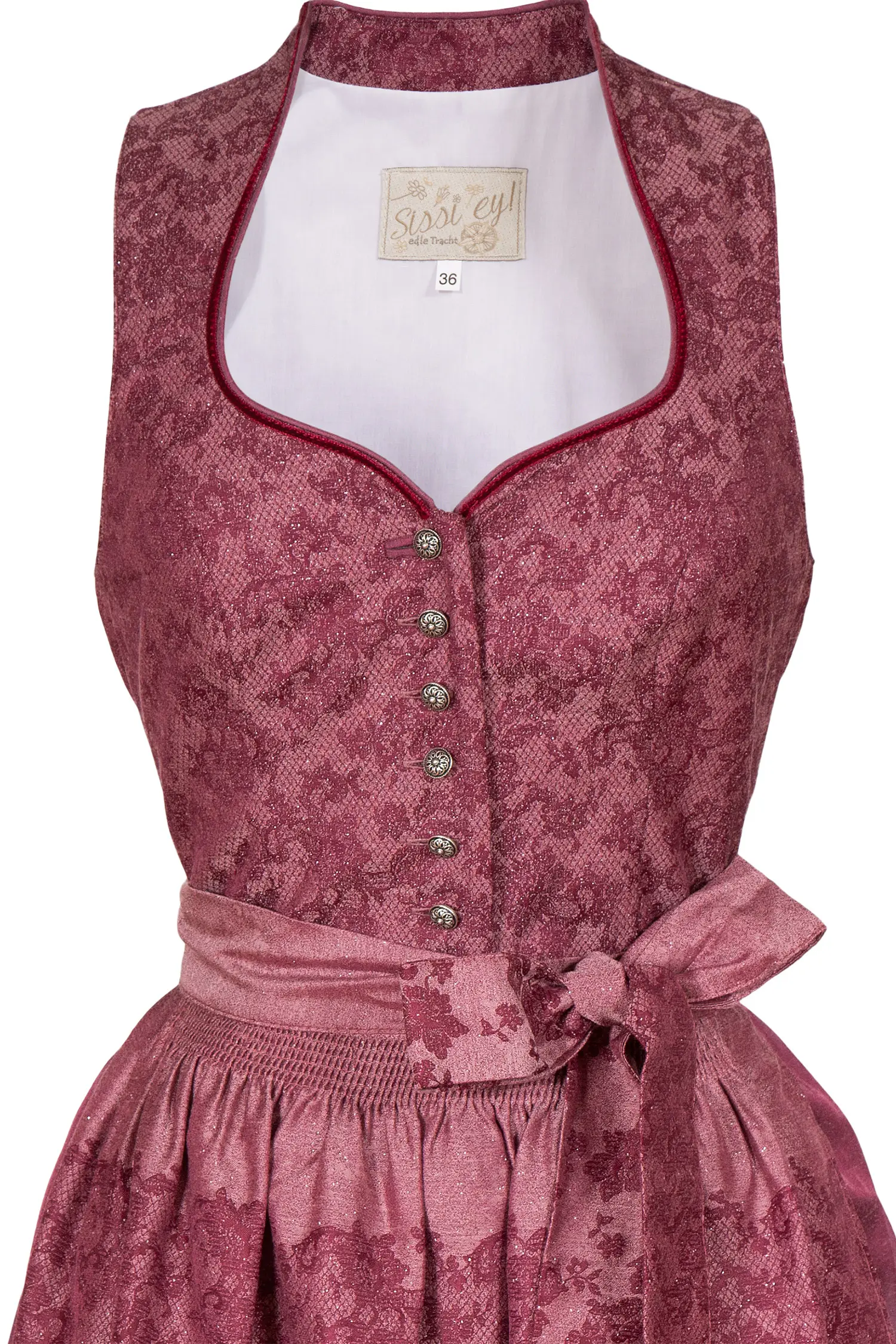 Midi Dirndl Franceska in beere mit Schneewittchenkragen Mieder