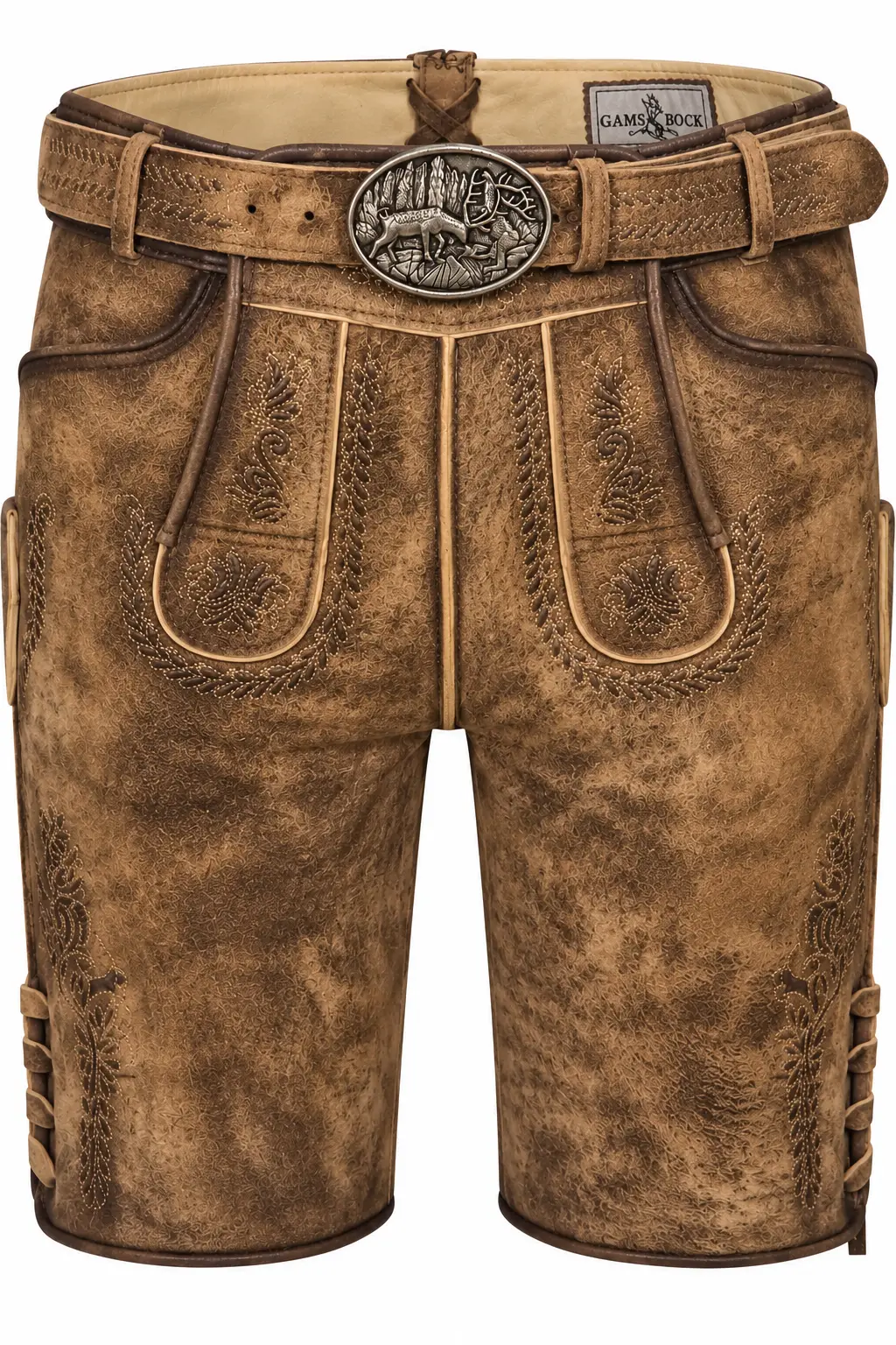 Lederhose Ederer von Gamsbock in Hellbraun