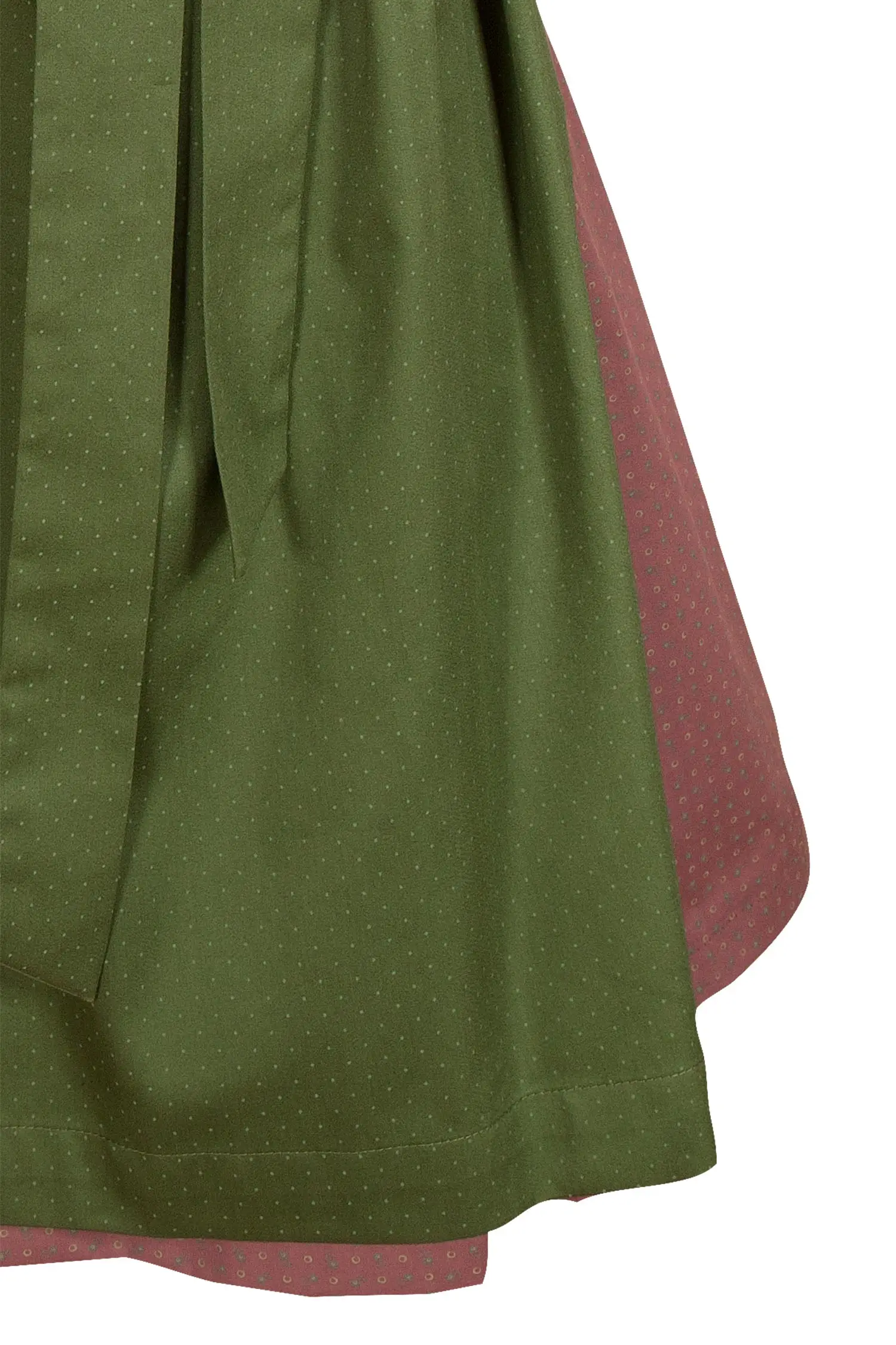 Midi Dirndl Ramona in oliv und mattem beere Detail