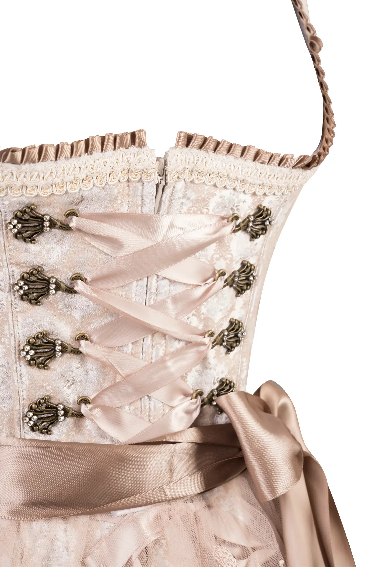 Dirndl Marcy in champagner als Brautdirndl - Detail Mieder