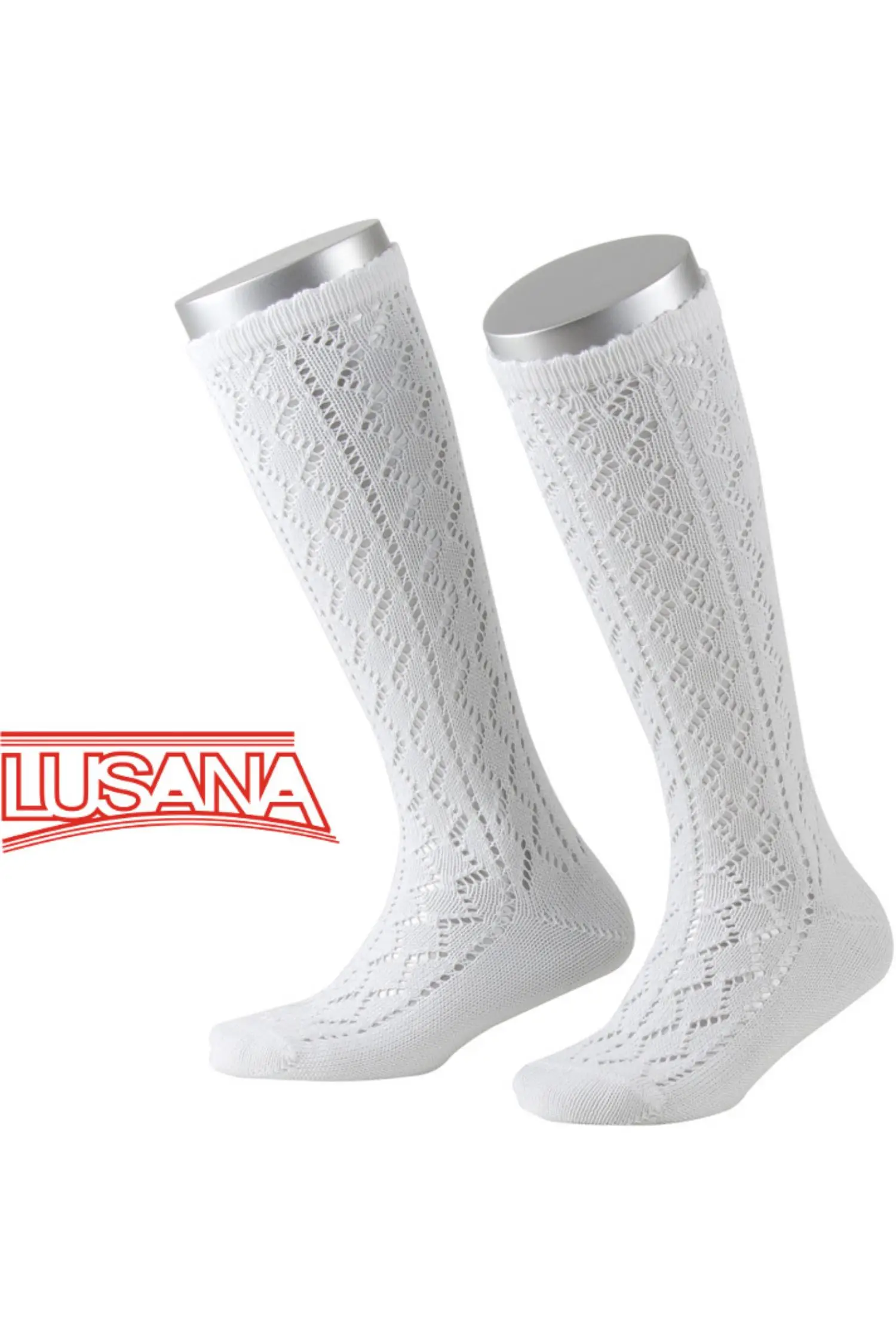 Lusana Trachtenkniestrumpf in Weiß