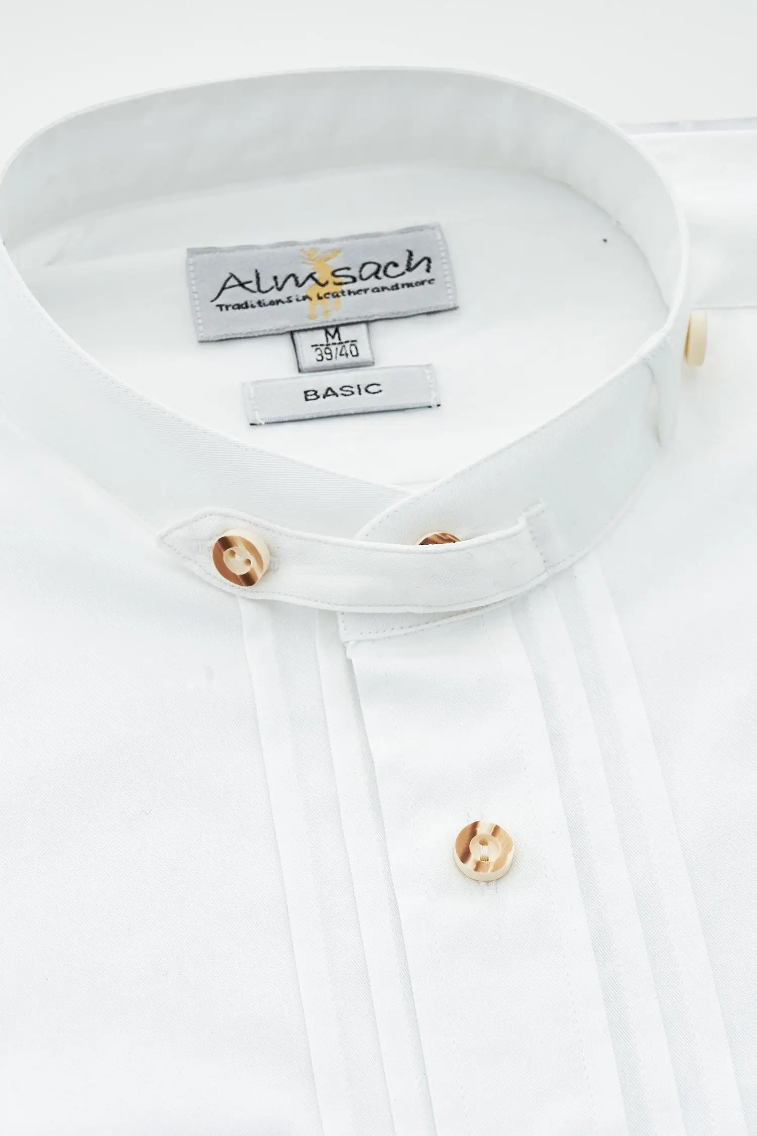 Almsach dezentes Biesenhemd in Weiß