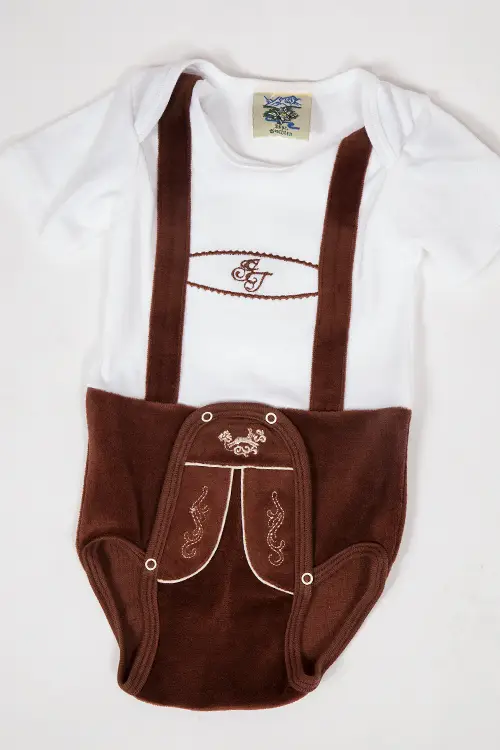 Trachten Babybody weiß braun Babybody Body für Babies in weiß braun 1Babybody Body für Babies in weiß braun 2