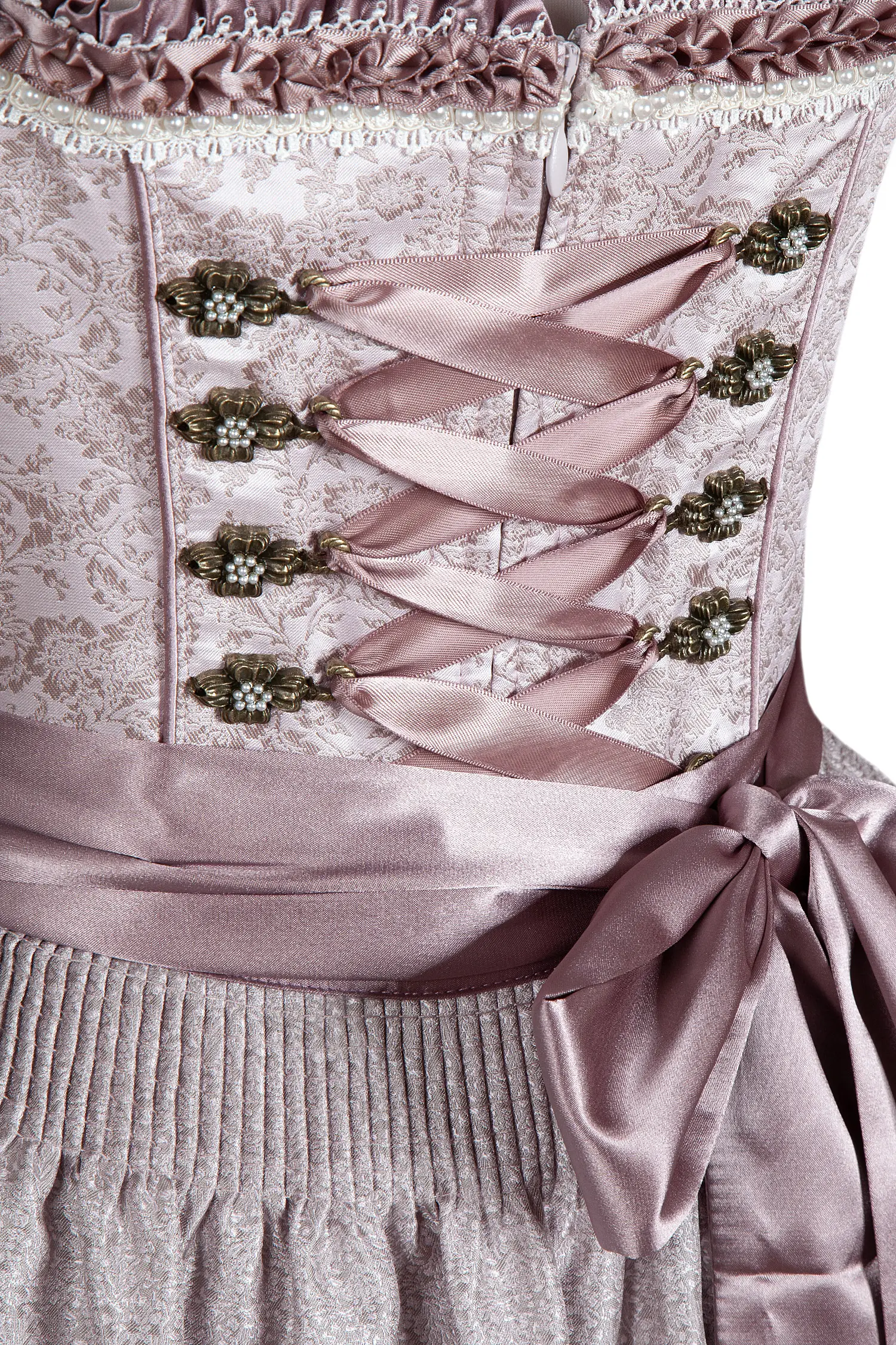 Mini Dirndl in taupe mit Reißverschluss_Detail