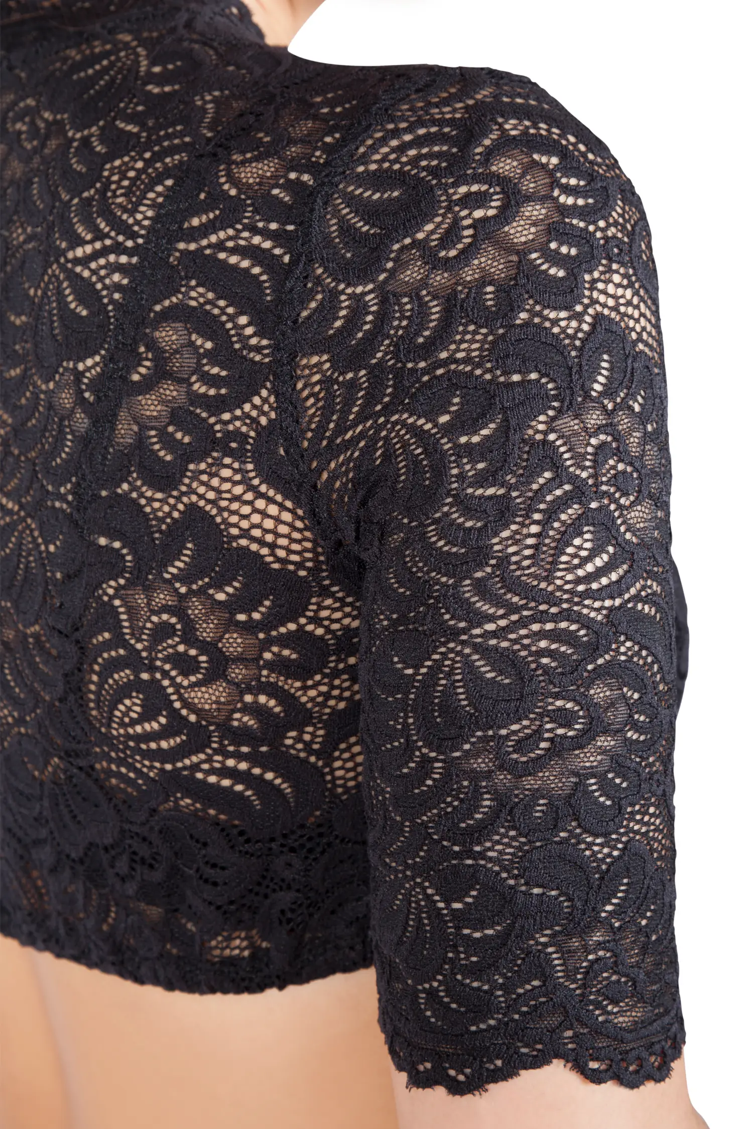 2573-0062-sw5-23-05h-8305 Dirndlbluse Amerika in schwarz mit O-Ausschnitt - Detail Ärmel