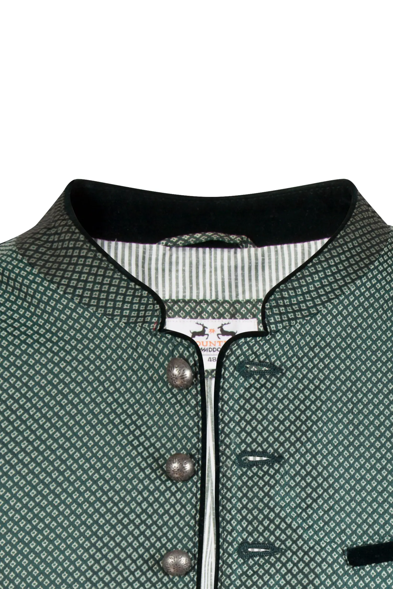 1345-0153-GN523-05-b6496d Trachtenweste in dunkelgrün mit Samtkragen - Detail Knöpfe