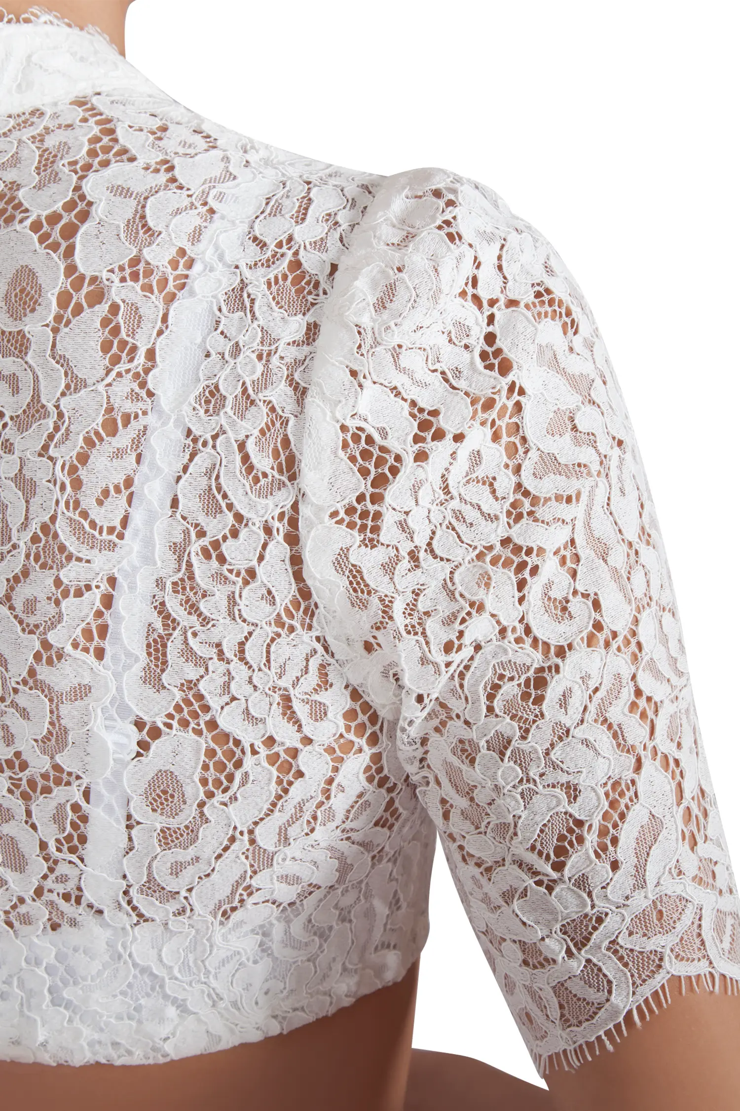 Dirndlbluse Mellingen in creme mit V-Ausschnitt - Detail Ärmel