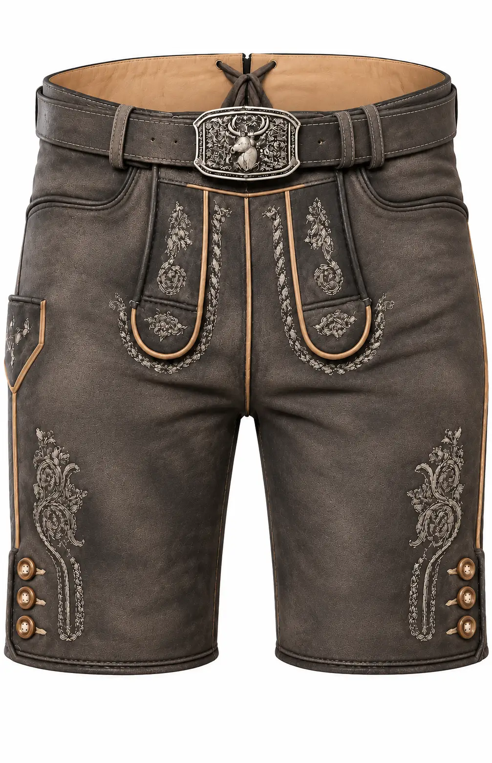 Lederhose Ludwig von Gamsbock in Grau Lederhose Ludwig von Madox in Grau