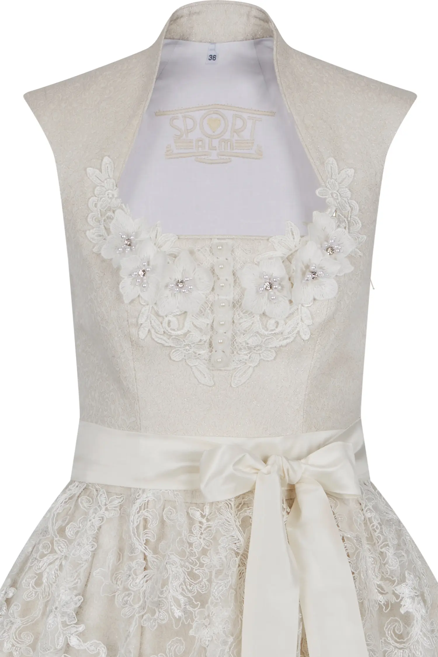 Sportalm Hochzeitsdirndl in creme mit Spitzenschürze Mieder