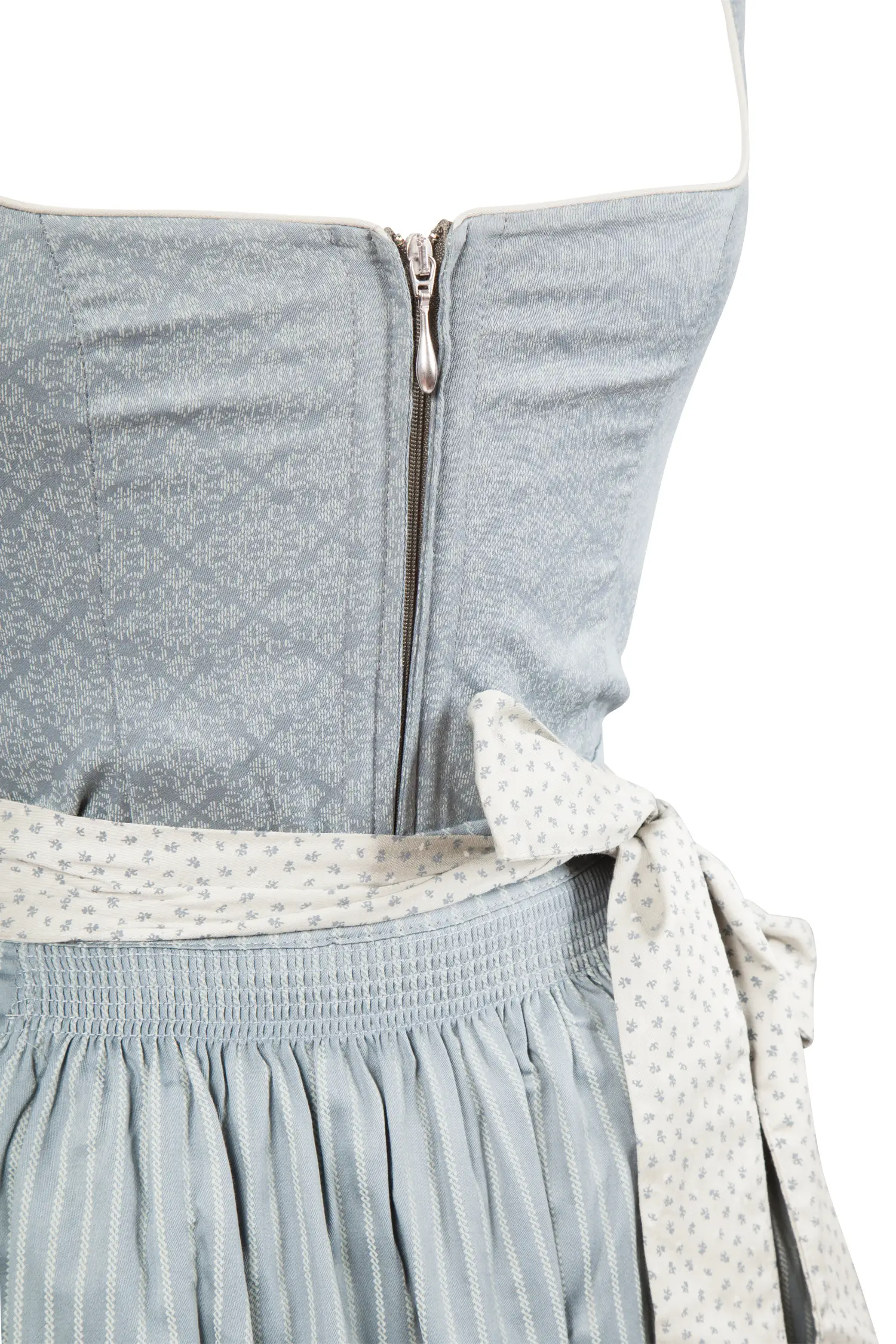 Dirndl Lissy in schilfgrau mit toller Schürze - Detail Mieder