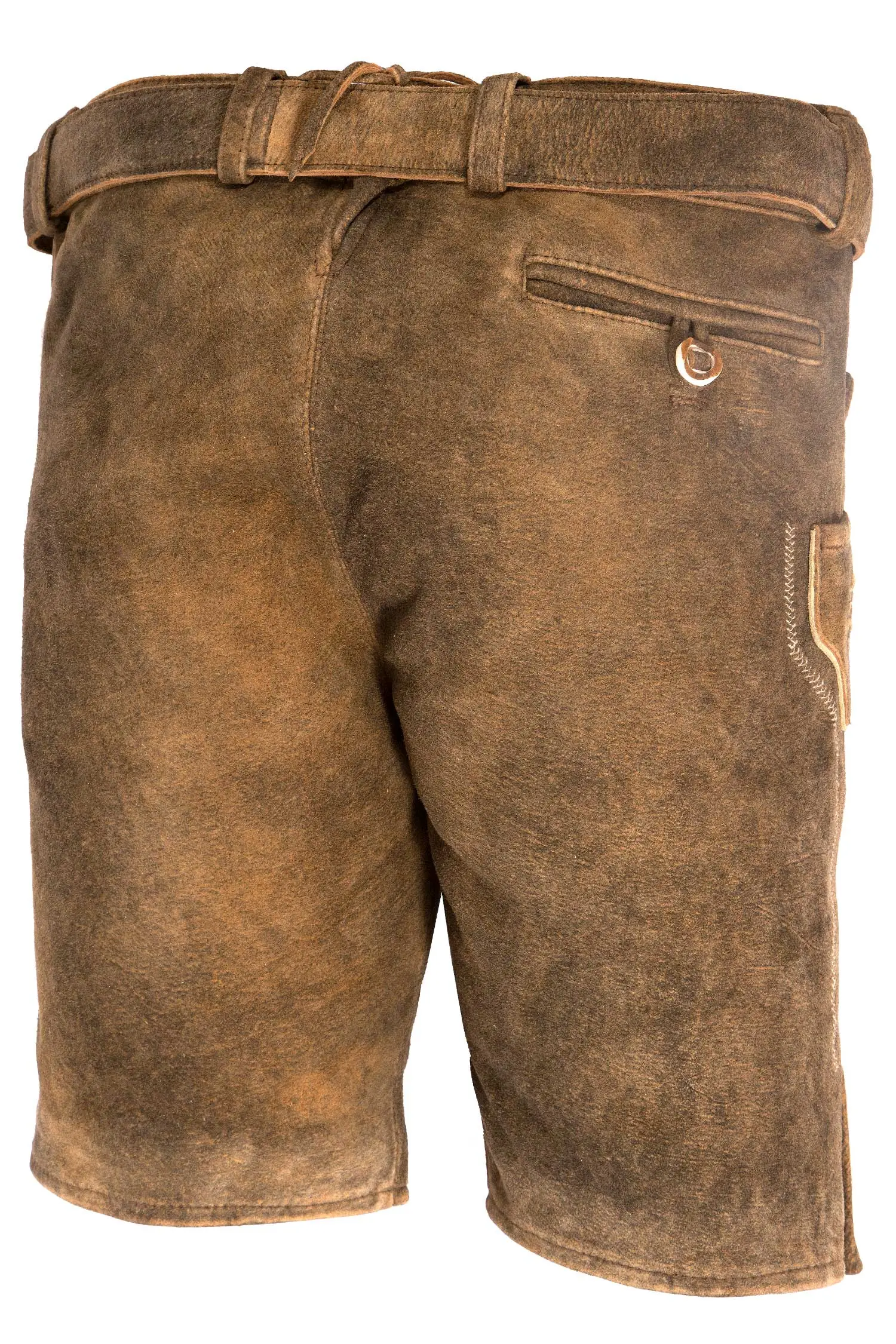 Kurze Lederhose Silberberg in hopfen Hinten