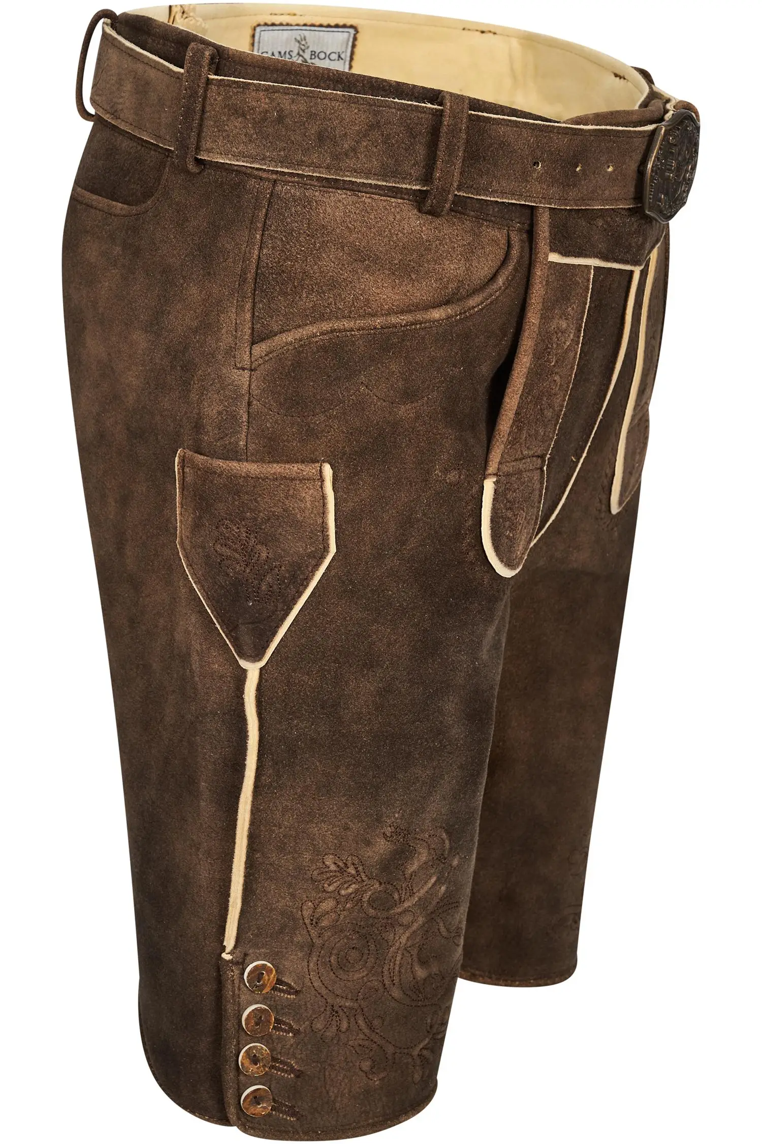 Lederhose Hannes von Gamsbock in Braun