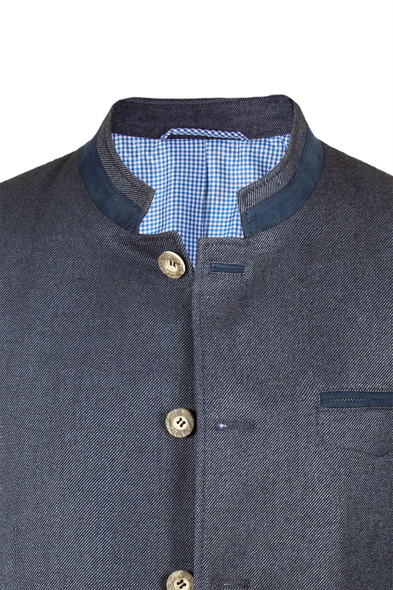 Herren Trachtenjanker Füssen in blau - Detail vorne