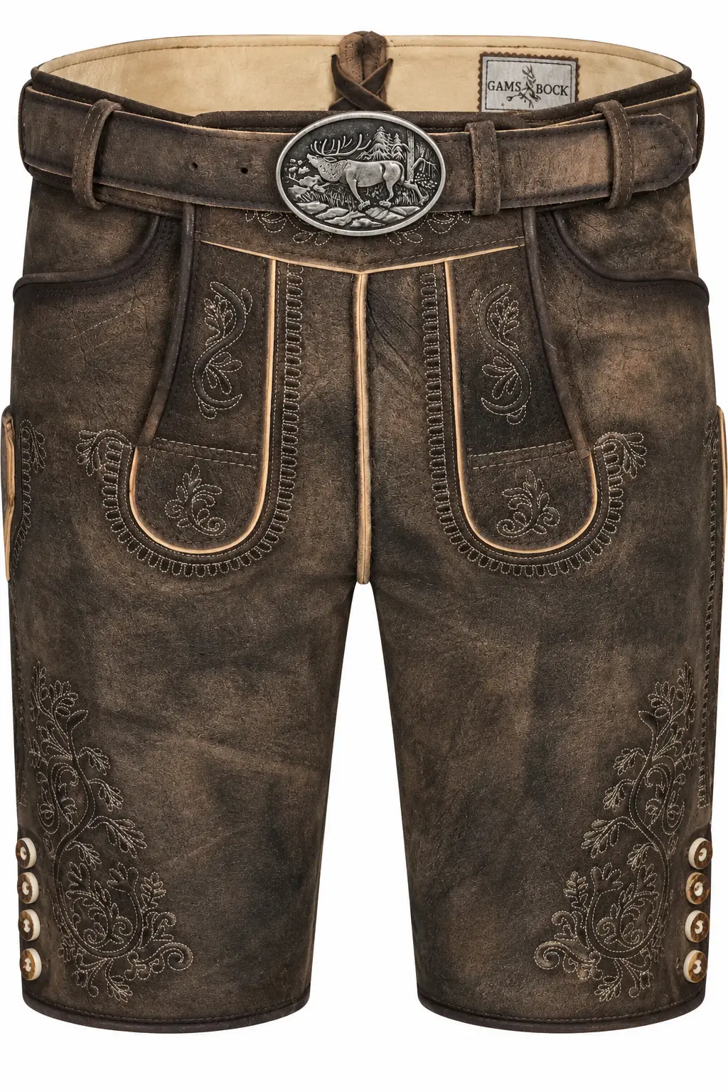 Lederhose Bertl von Gamsbock in Dunkelbraun