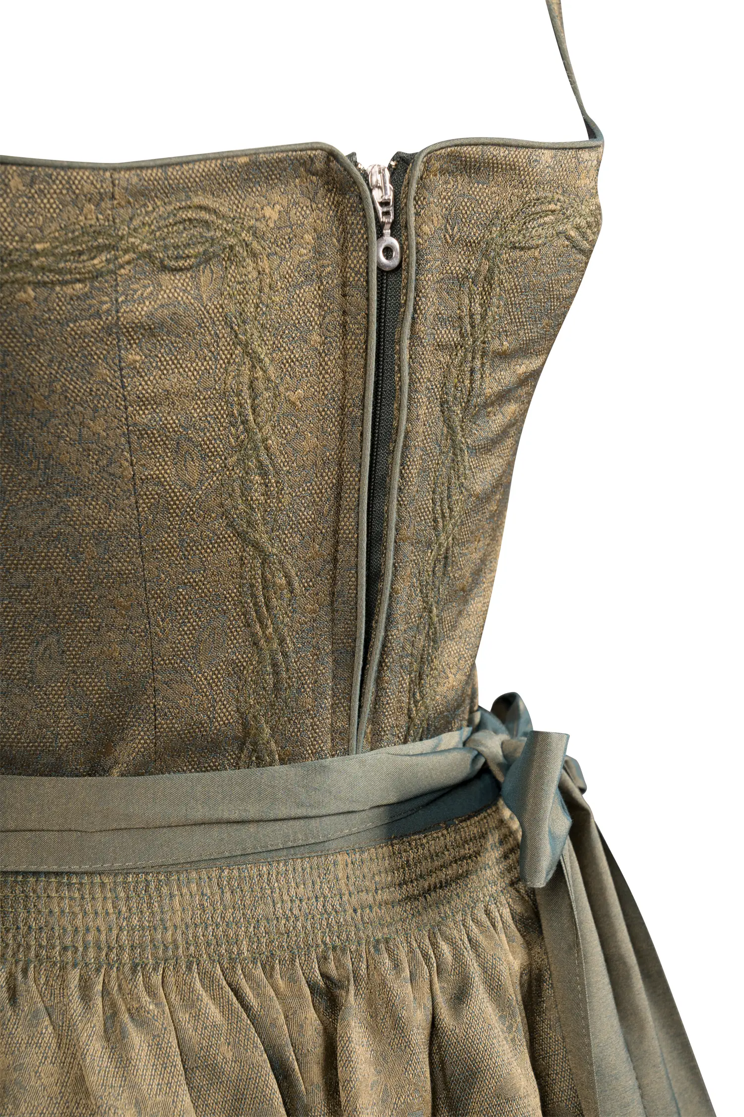 Limitiertes Dirndl in oliv von Sissi ey! - Detail Mieder