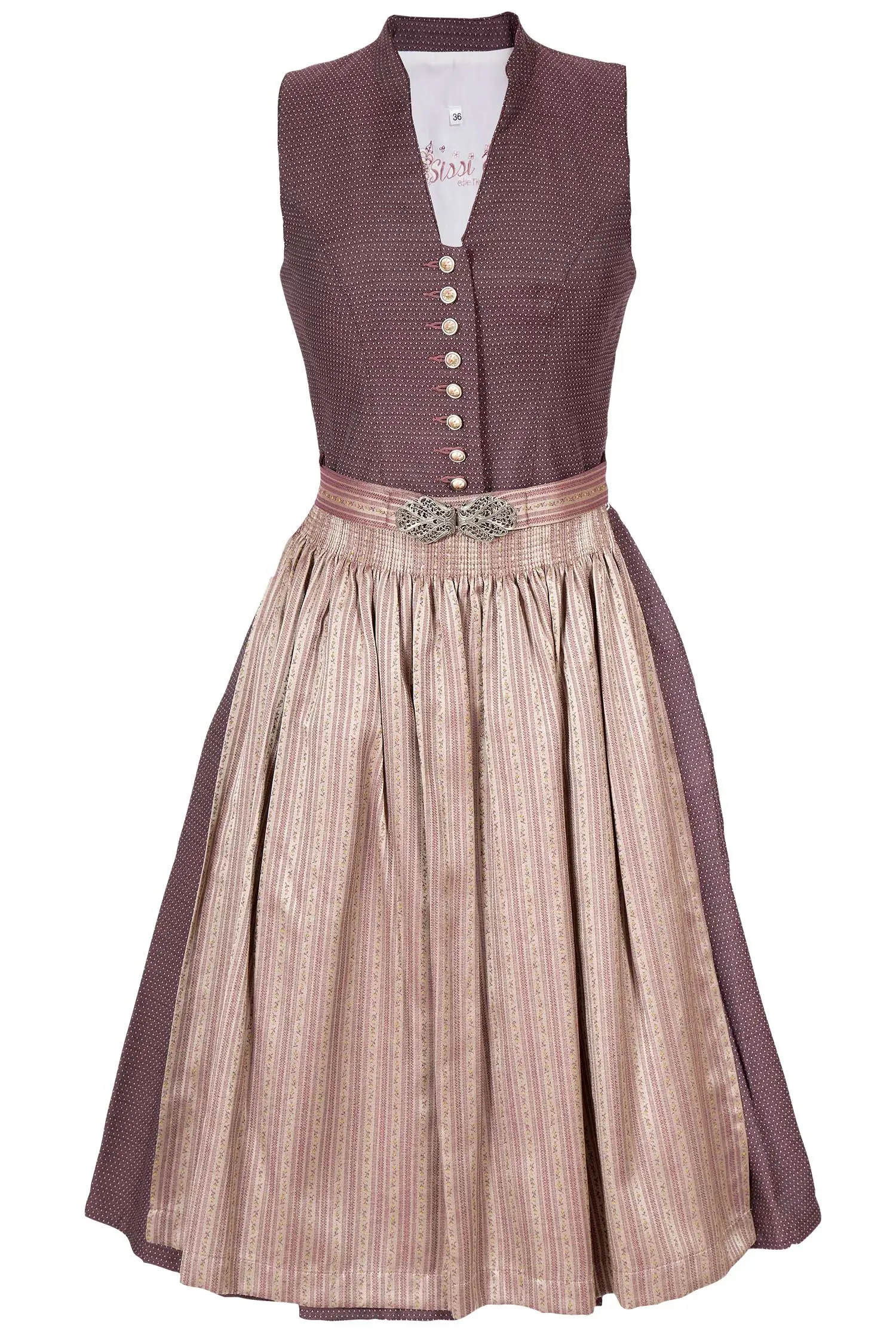 Midi Dirndl hochgeschlossen in bordeaux 