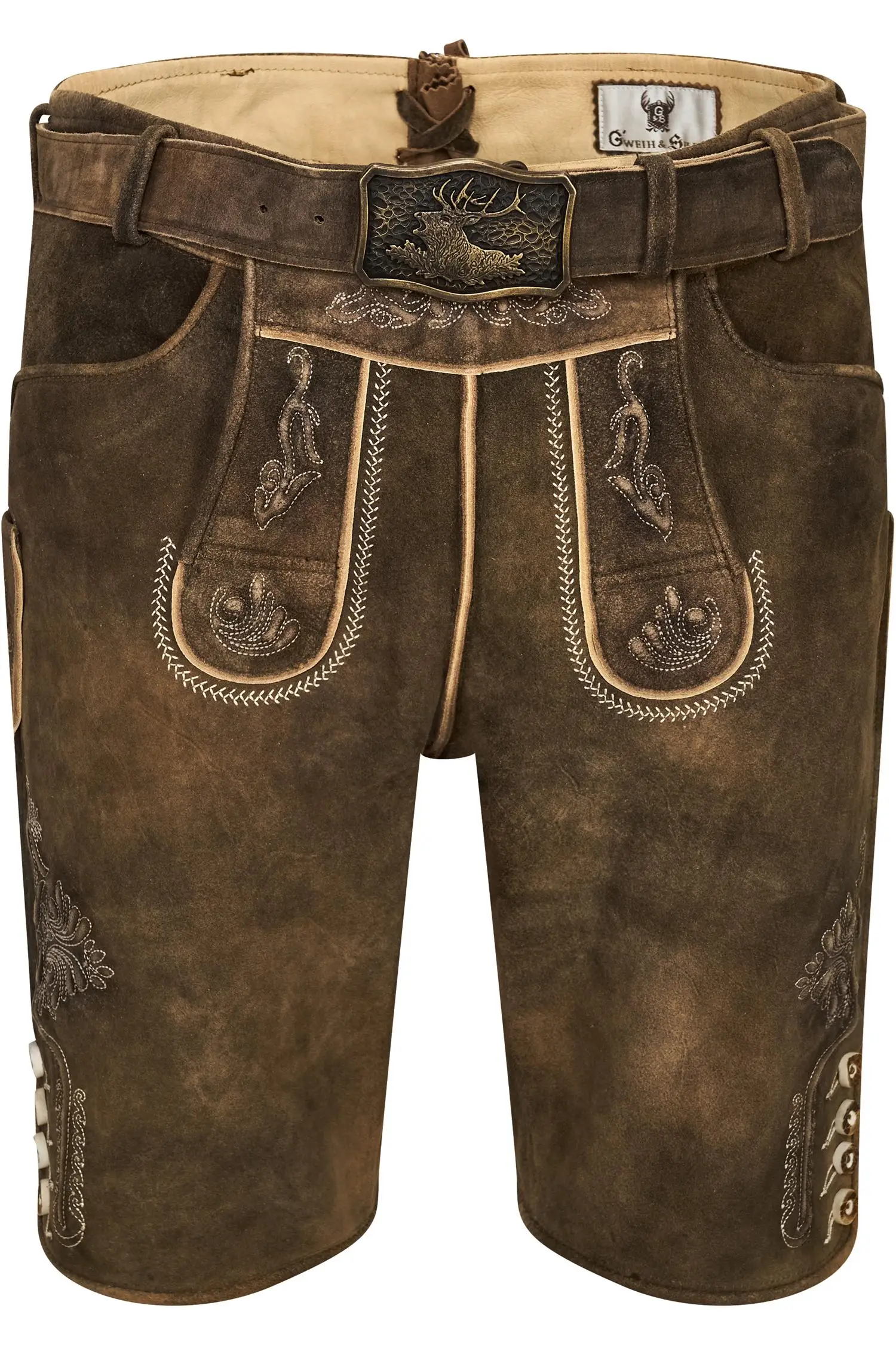 Lederhose Arno von Gweih & Silk in Nussbraun