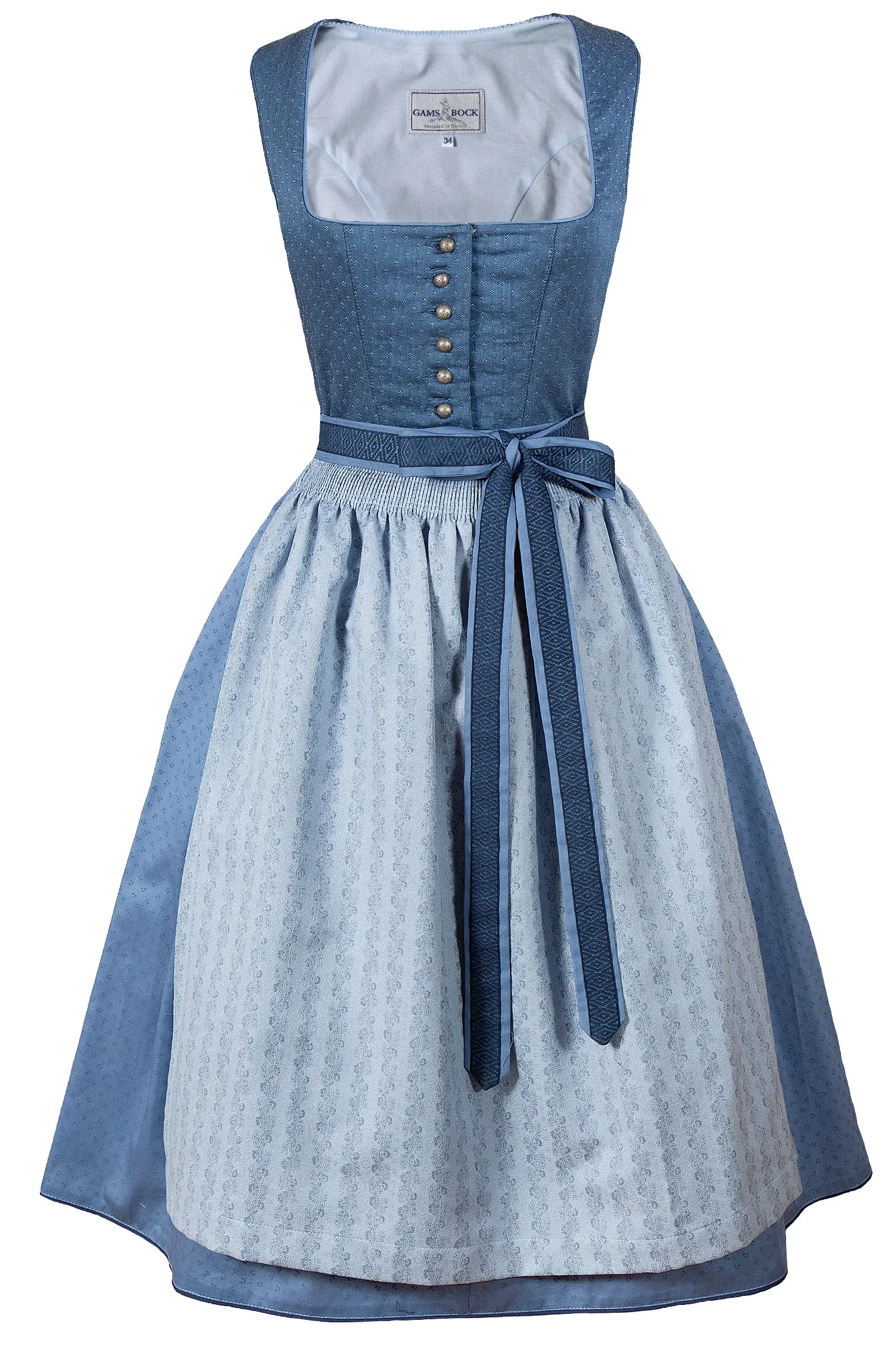 Gamsbock Dirndl in rauchblau/hellblau
