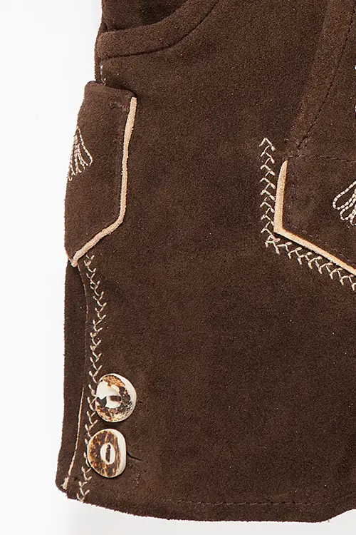 Kinder Lederhose Axel von Maddox in Dunkelbraun Kinder Lederhose kurz mit Träger in braun 5