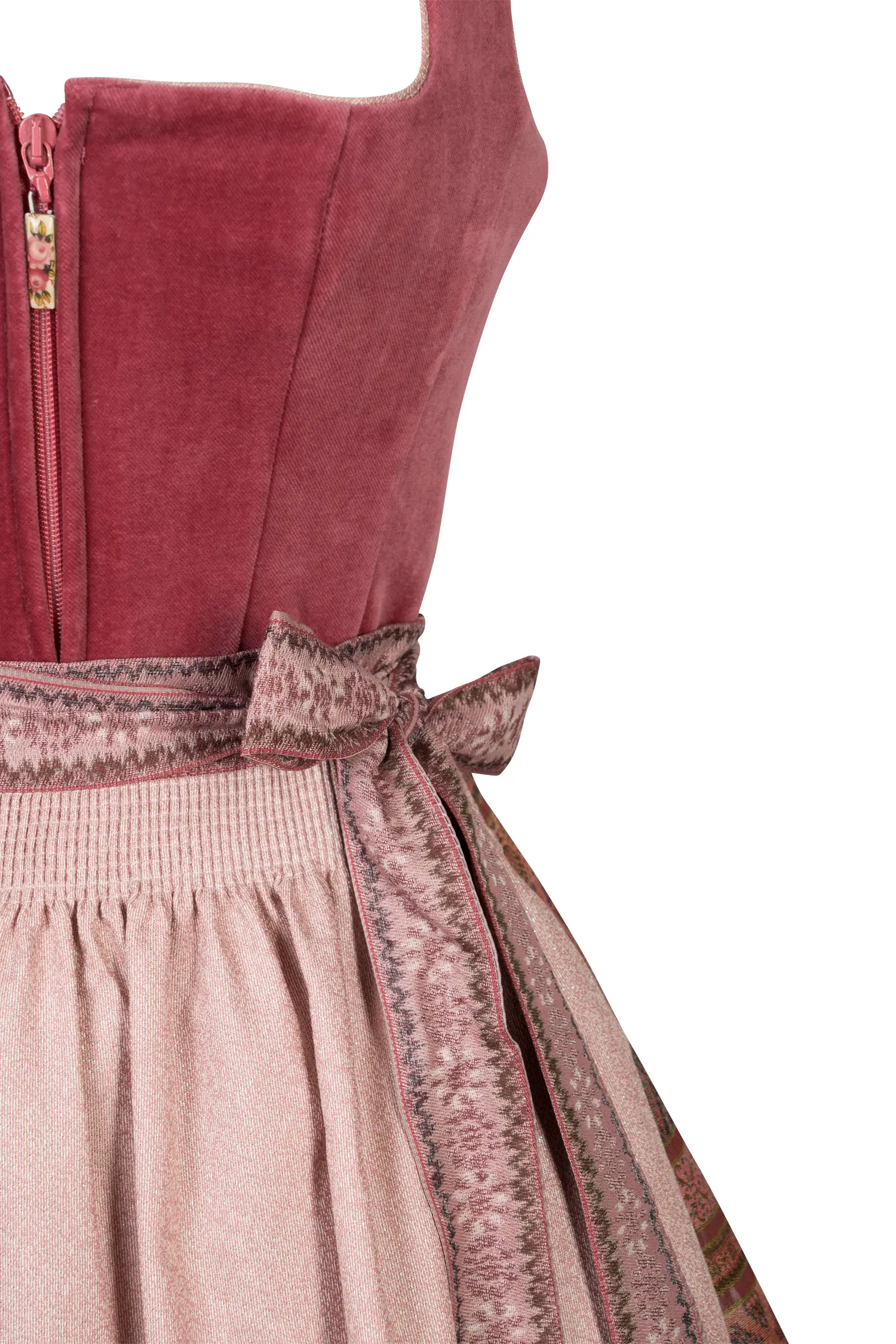 Tramontana Dirndl in altrosa mit Samtmieder - Detail Mieder